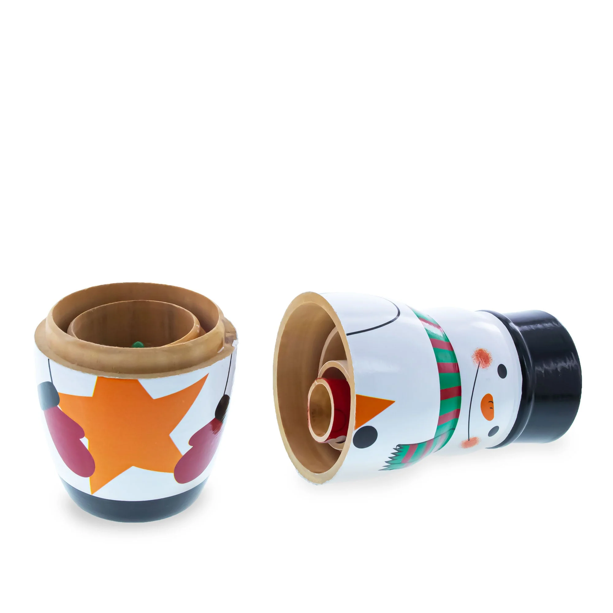Santa, Snowman & Christmas Tree Wooden Nesting Dolls 5 Inches - Image 3