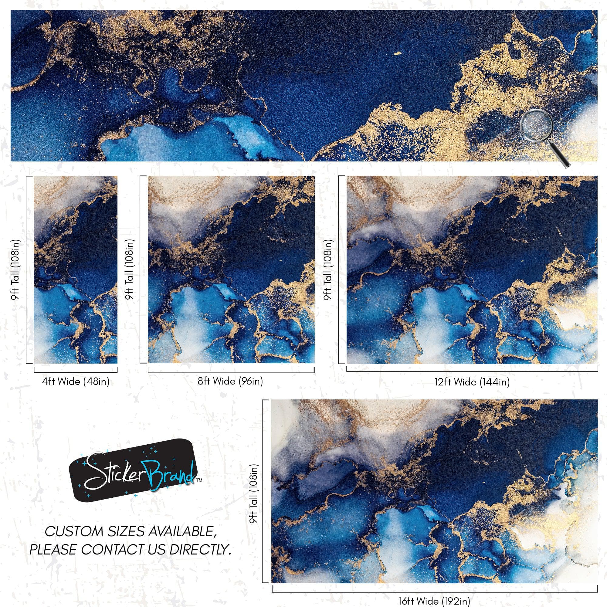 Sapphire Blue Marble Wallpaper Mural. #7008 - Image 10
