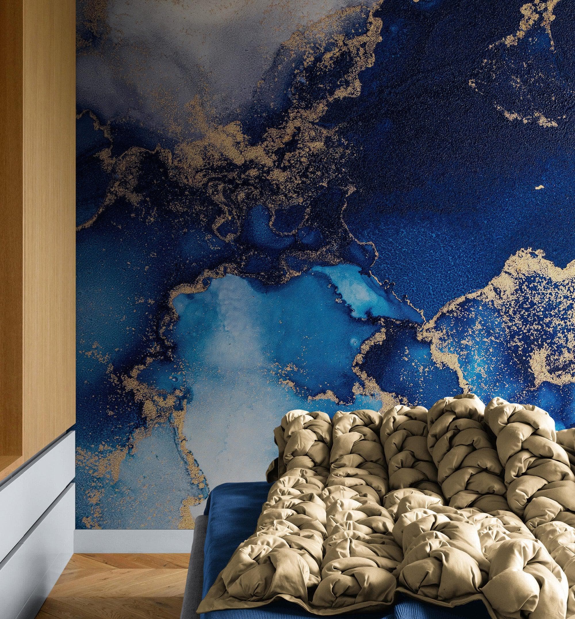 Sapphire Blue Marble Wallpaper Mural. #7008 - Image 3