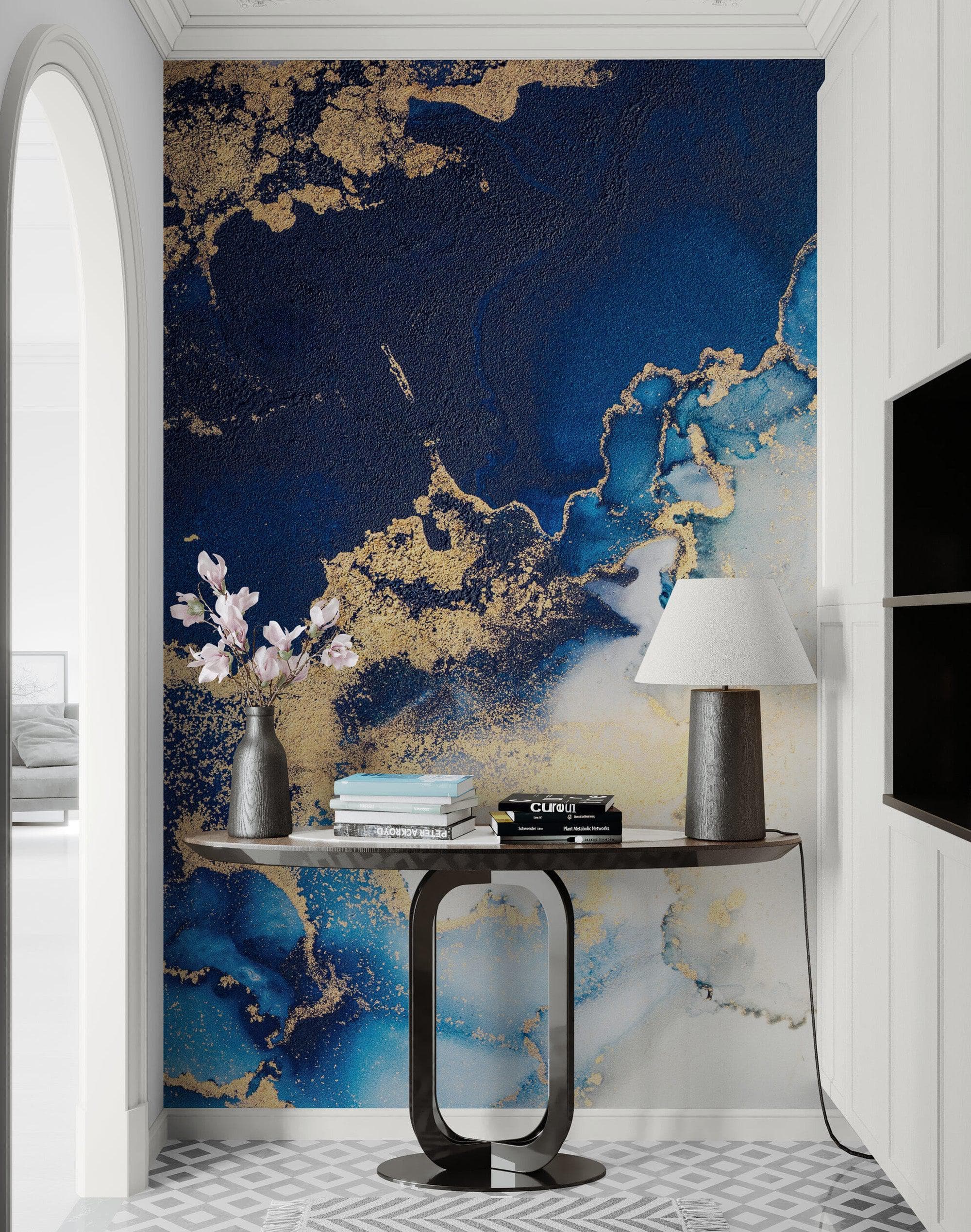 Sapphire Blue Marble Wallpaper Mural. #7008 - Image 5