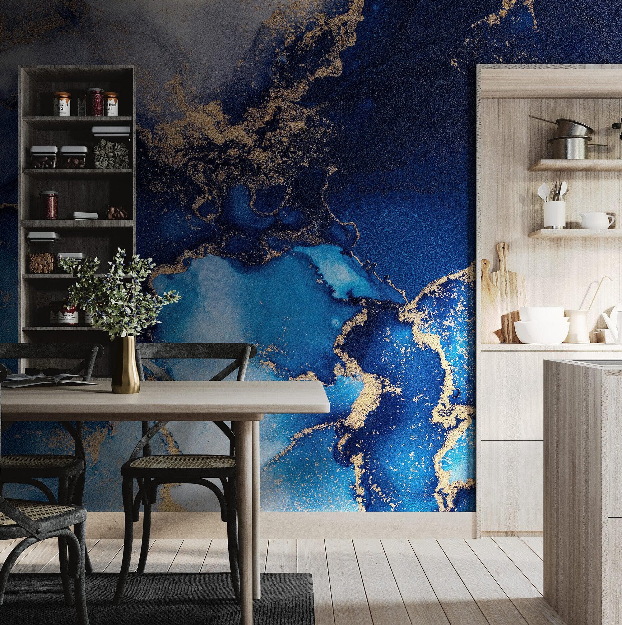 Sapphire Blue Marble Wallpaper Mural. #7008 - Image 6