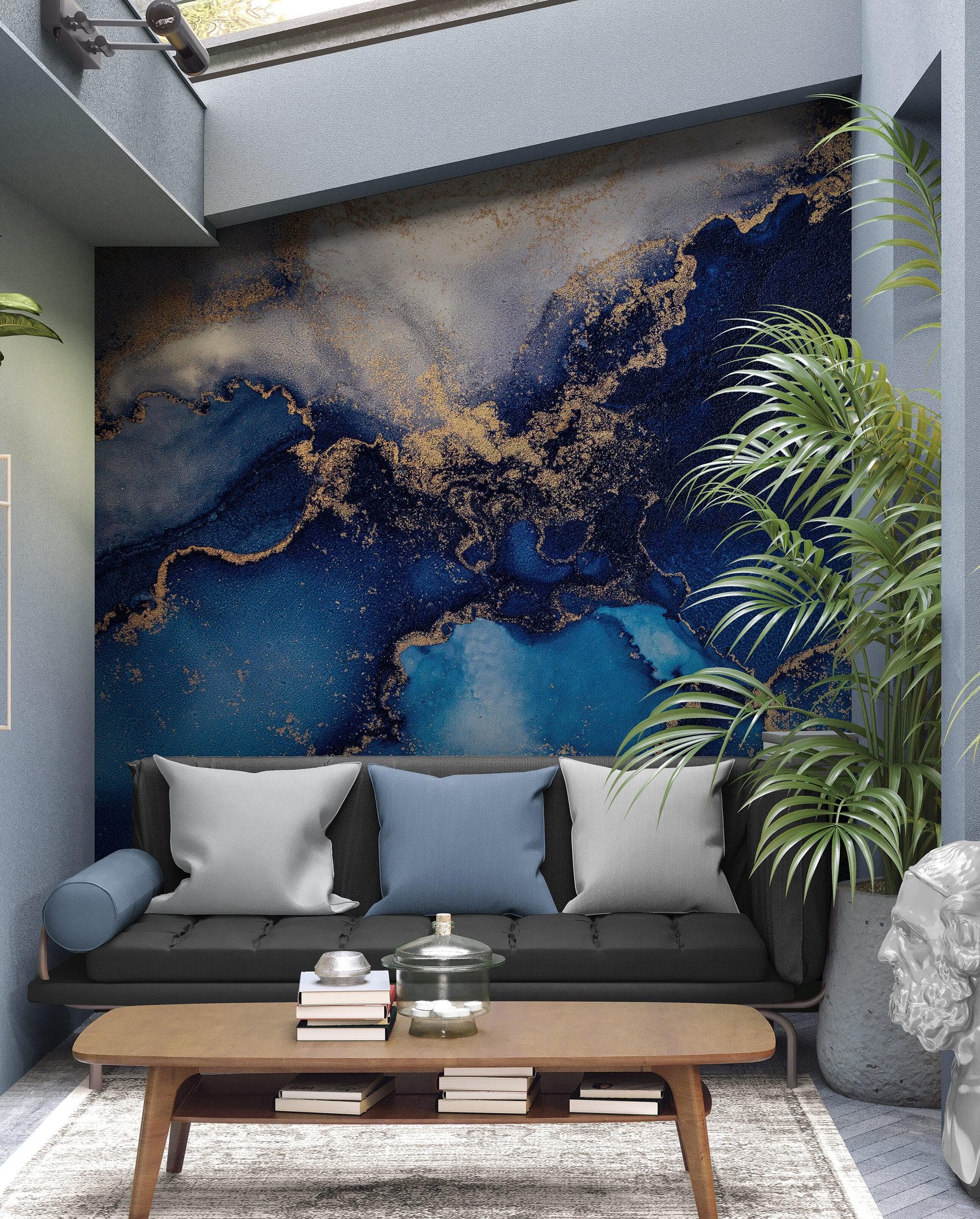 Sapphire Blue Marble Wallpaper Mural. #7008 - Image 7
