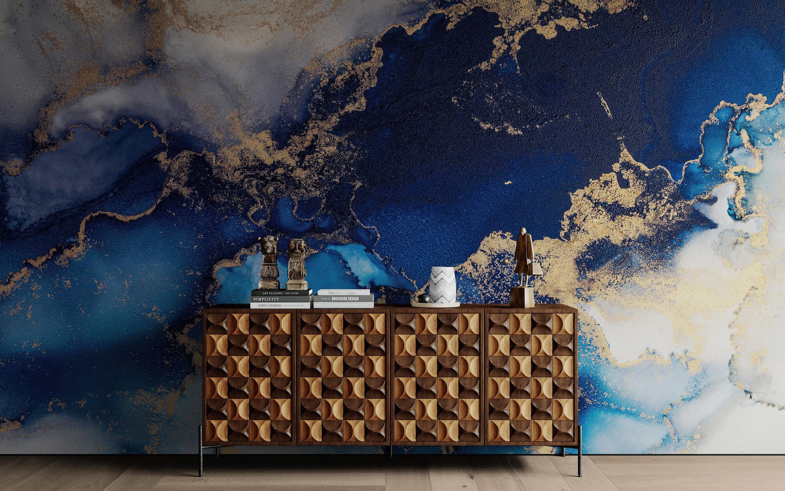 Sapphire Blue Marble Wallpaper Mural. #7008 - Image 8