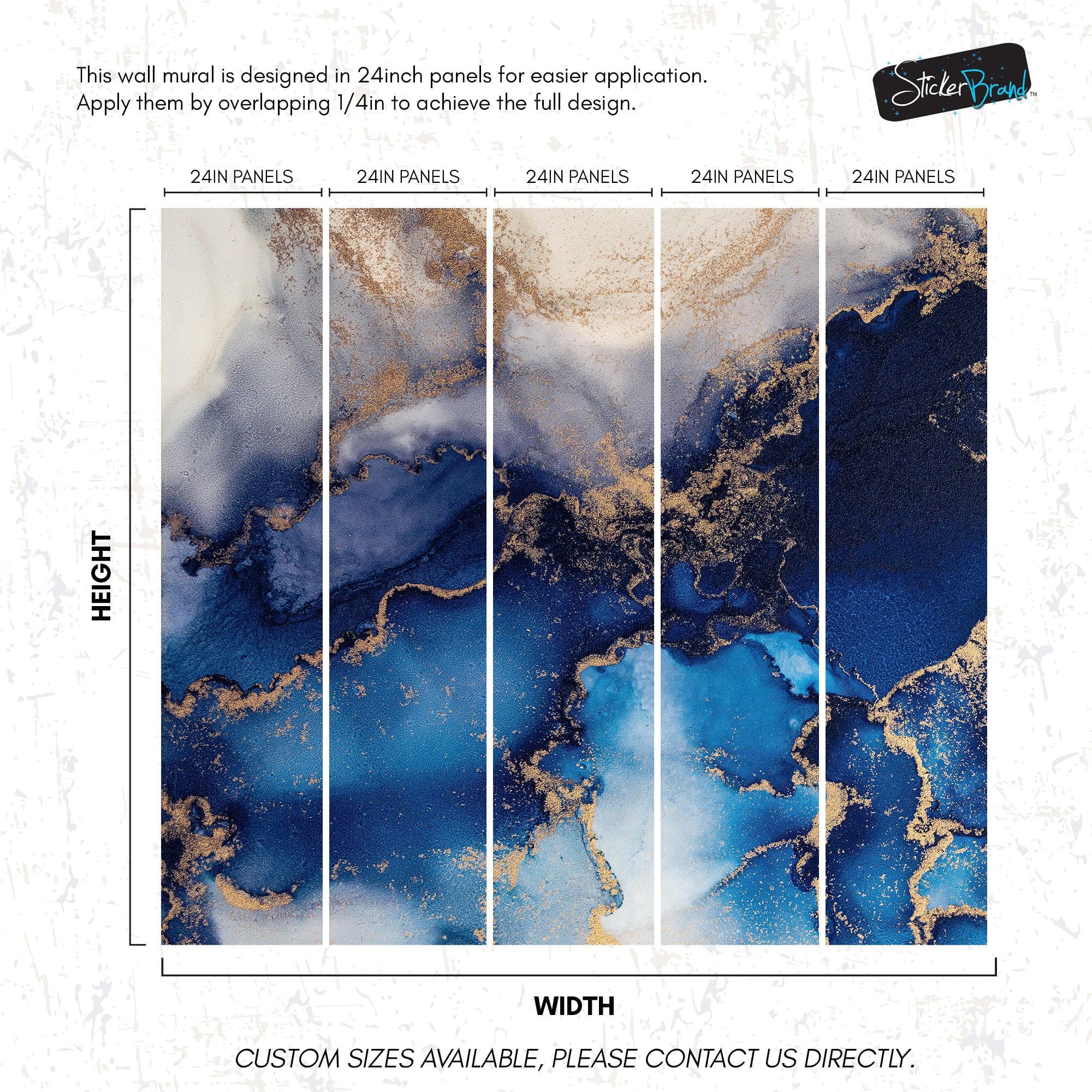 Sapphire Blue Marble Wallpaper Mural. #7008 - Image 9