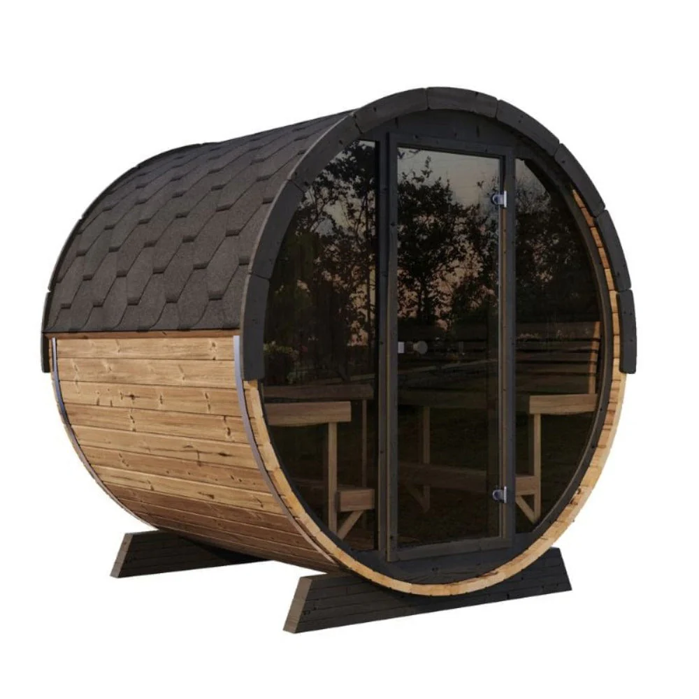 SaunaLife Model EE8G Ergo Series 6-Person Outdoor Sauna Barrel With Tempered Glass Front [SL-MODELEE8G] (SAK95812) - Image 3