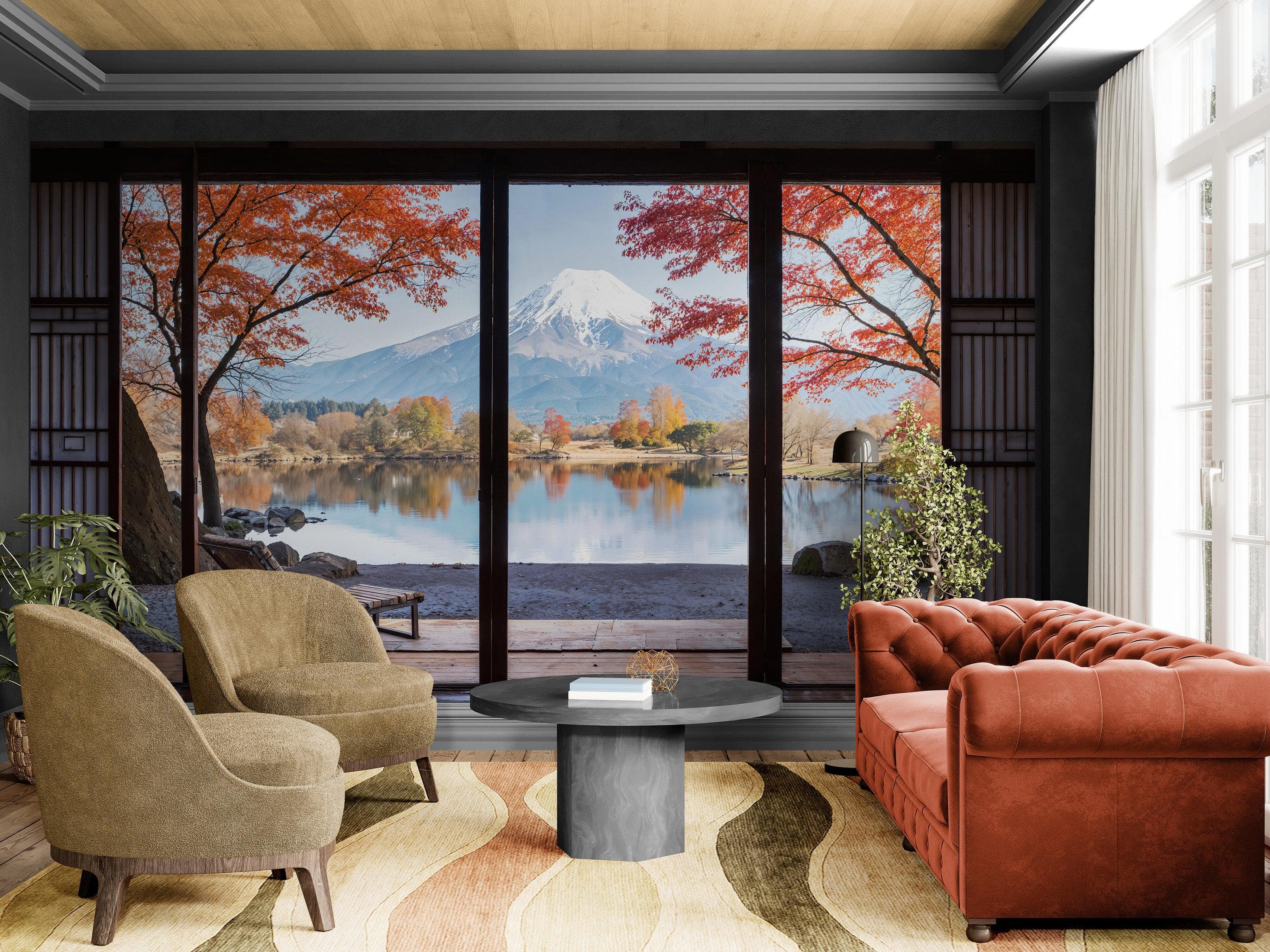 Scenic Lake View with Mount Fuji 3D Wallpaper Mural. #6988 - Image 3