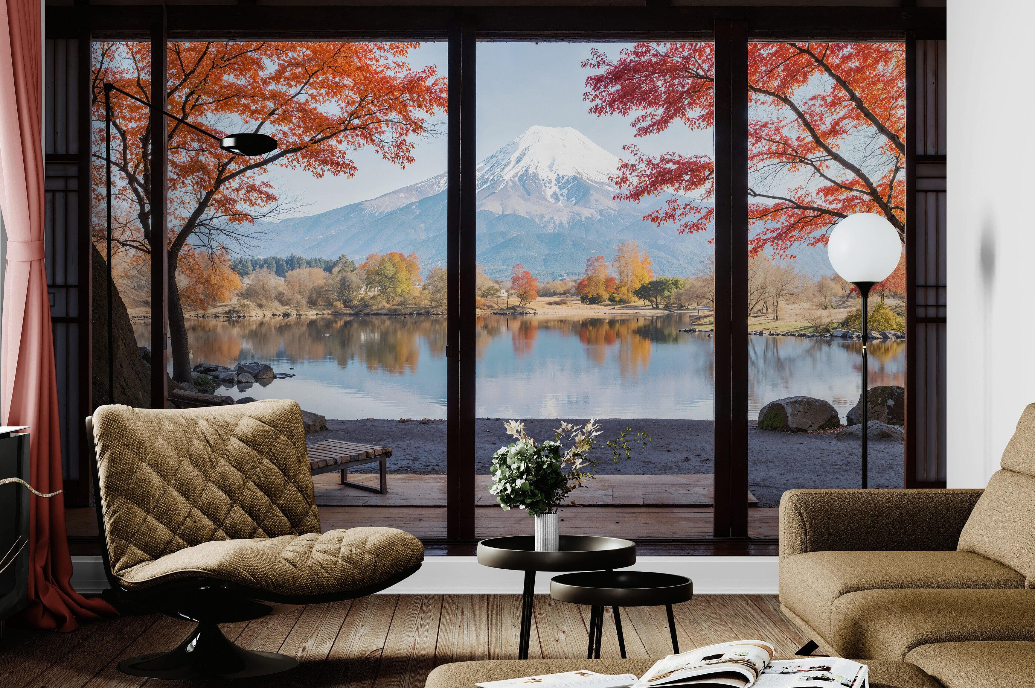 Scenic Lake View with Mount Fuji 3D Wallpaper Mural. #6988 - Image 4