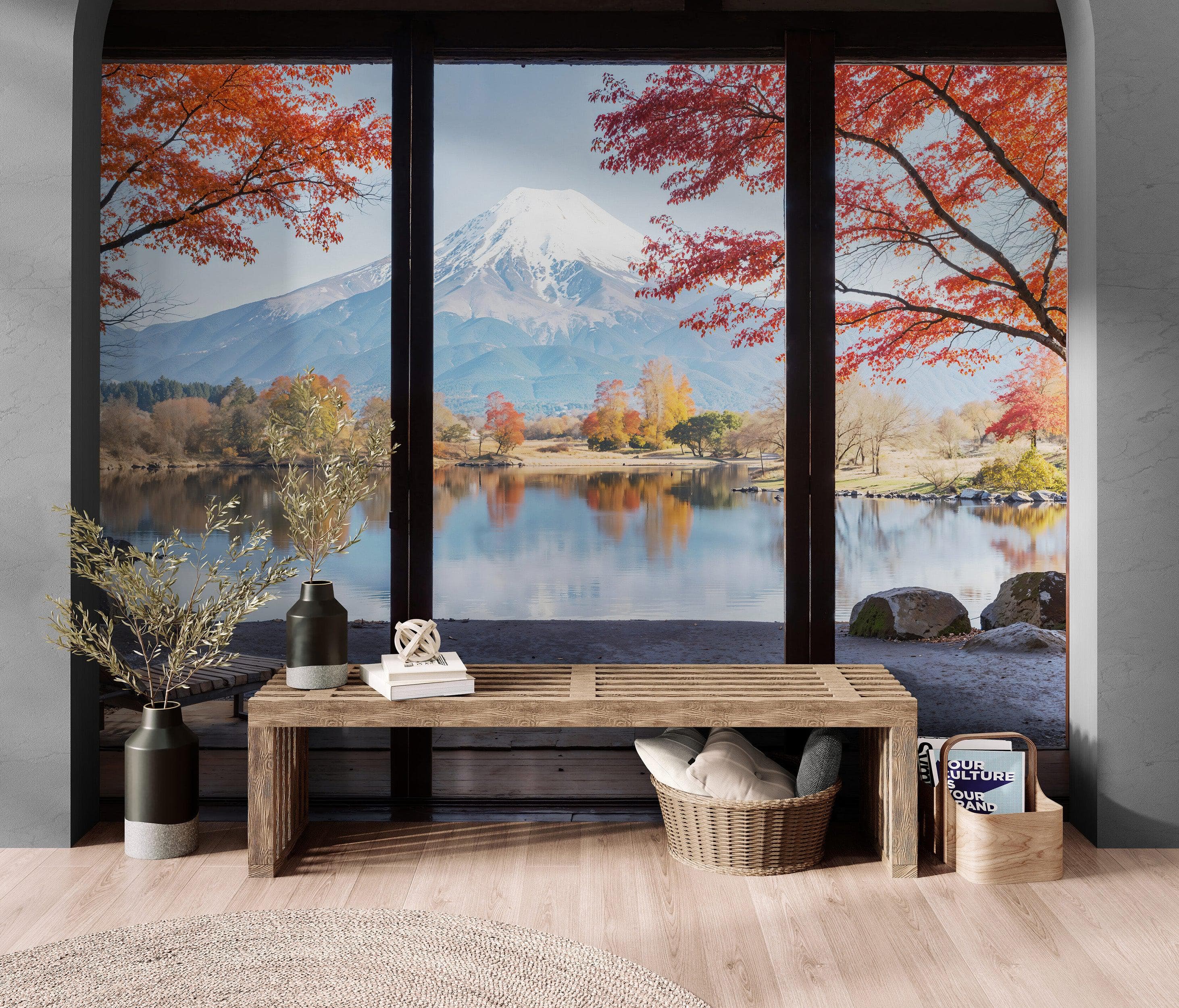 Scenic Lake View with Mount Fuji 3D Wallpaper Mural. #6988 - Image 5
