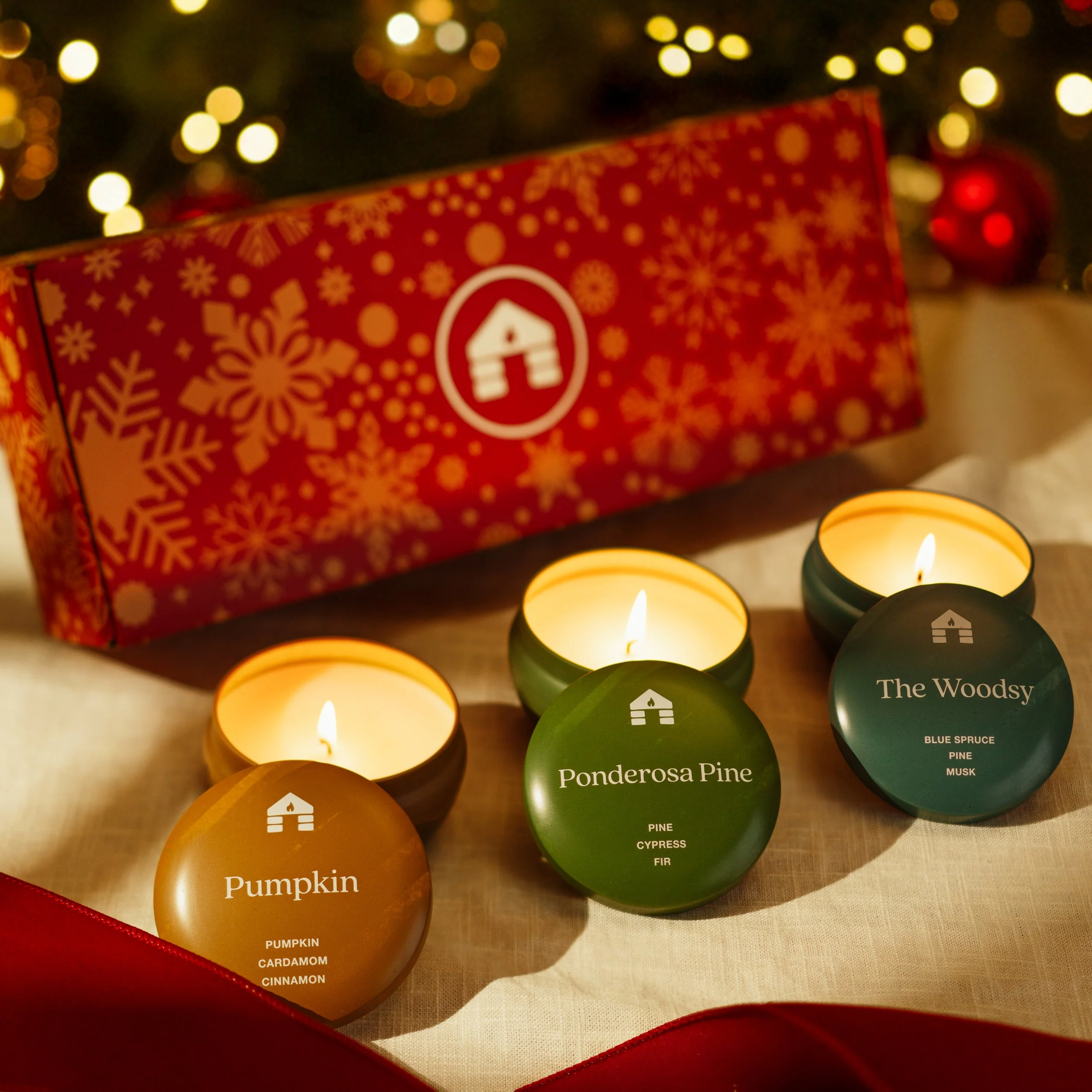 Scented Candle Gift Box - Three 8oz Aromática Candle Tins - Pumpkin, Pine & Woodsy - Image 3