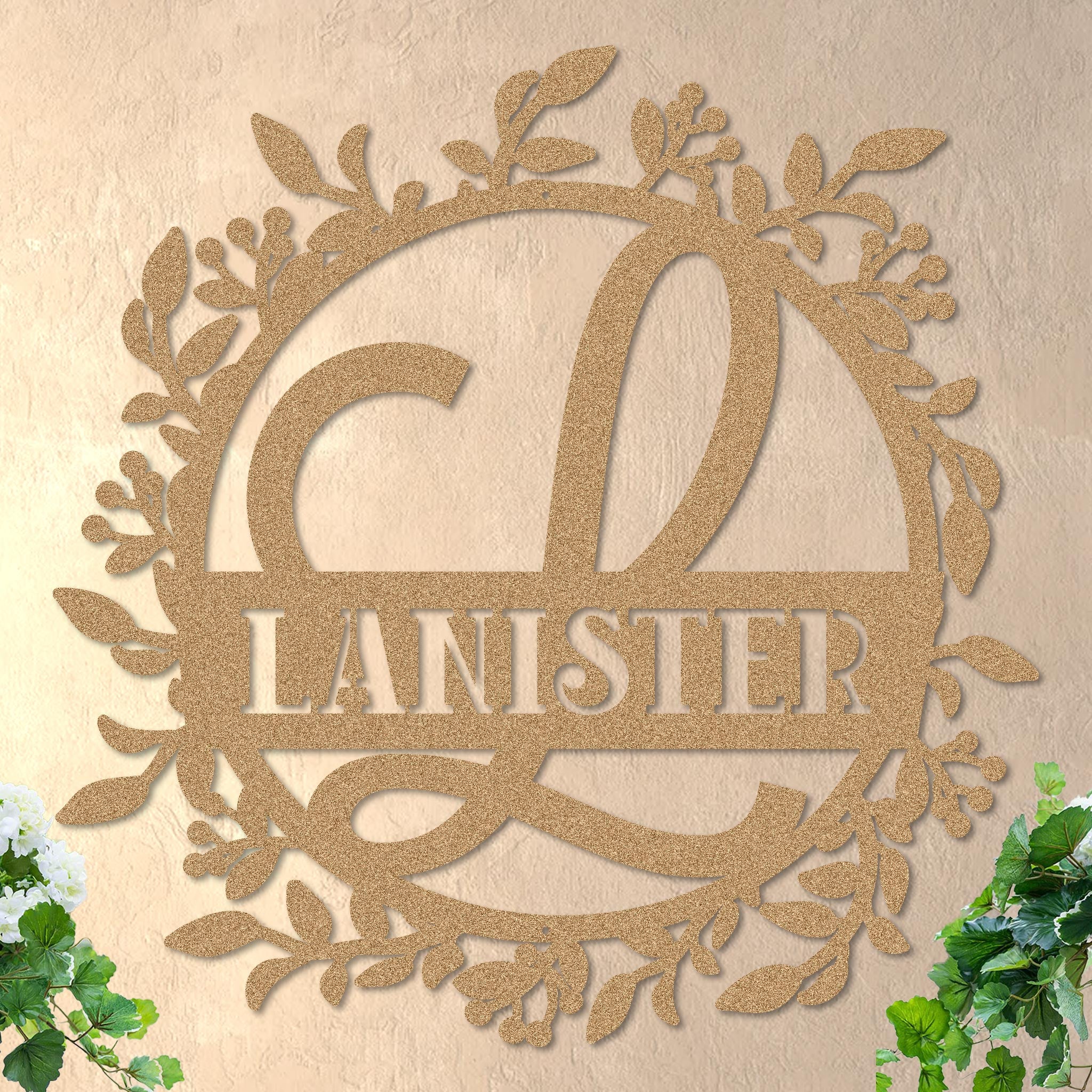Scrolled Initial and Name in Wreath - Image 4