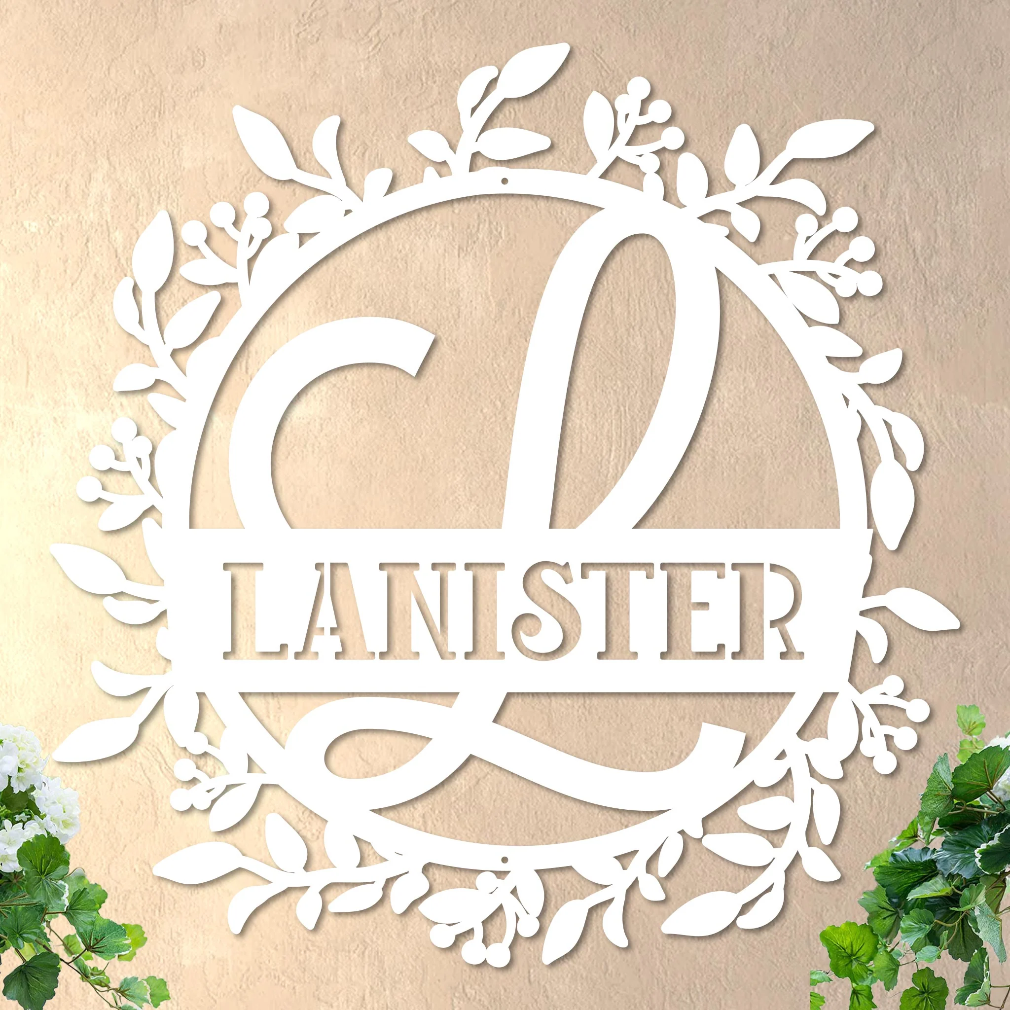 Scrolled Initial and Name in Wreath - Image 5