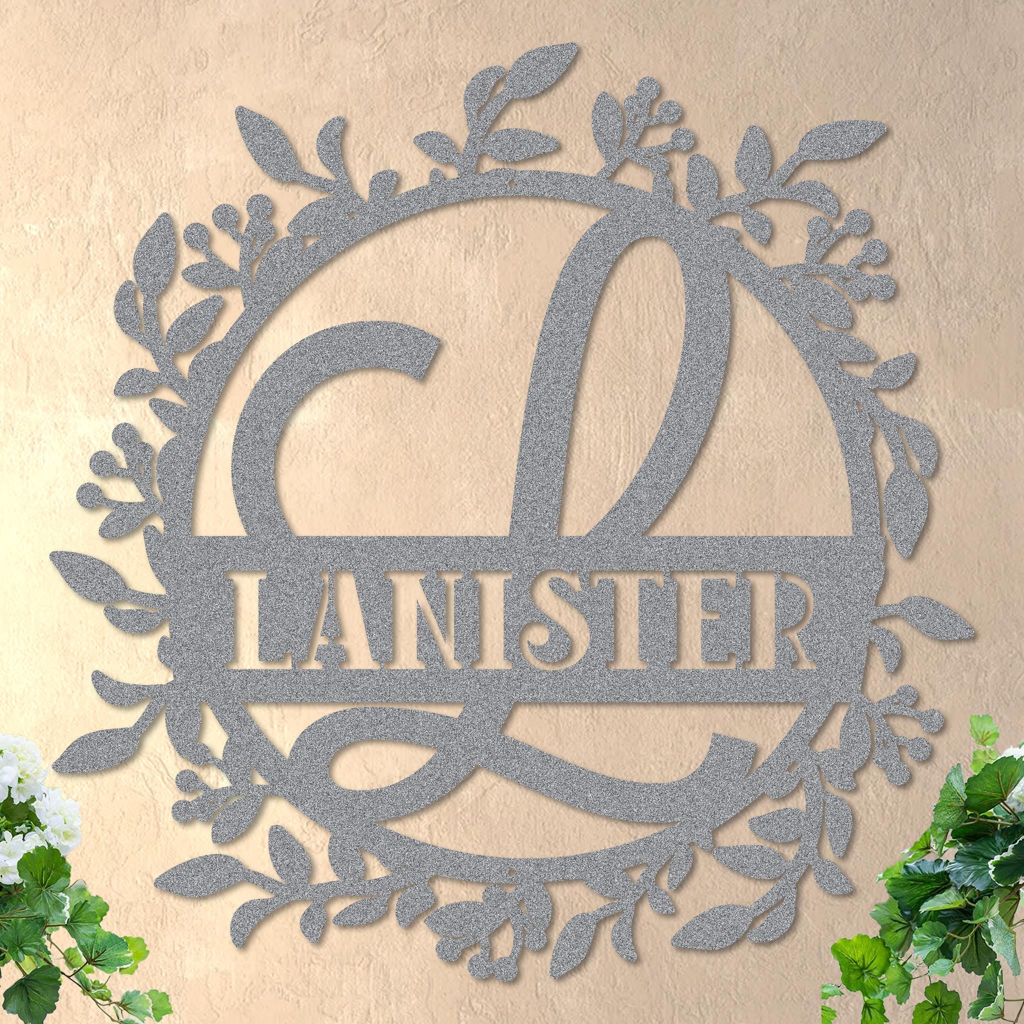 Scrolled Initial and Name in Wreath - Image 7