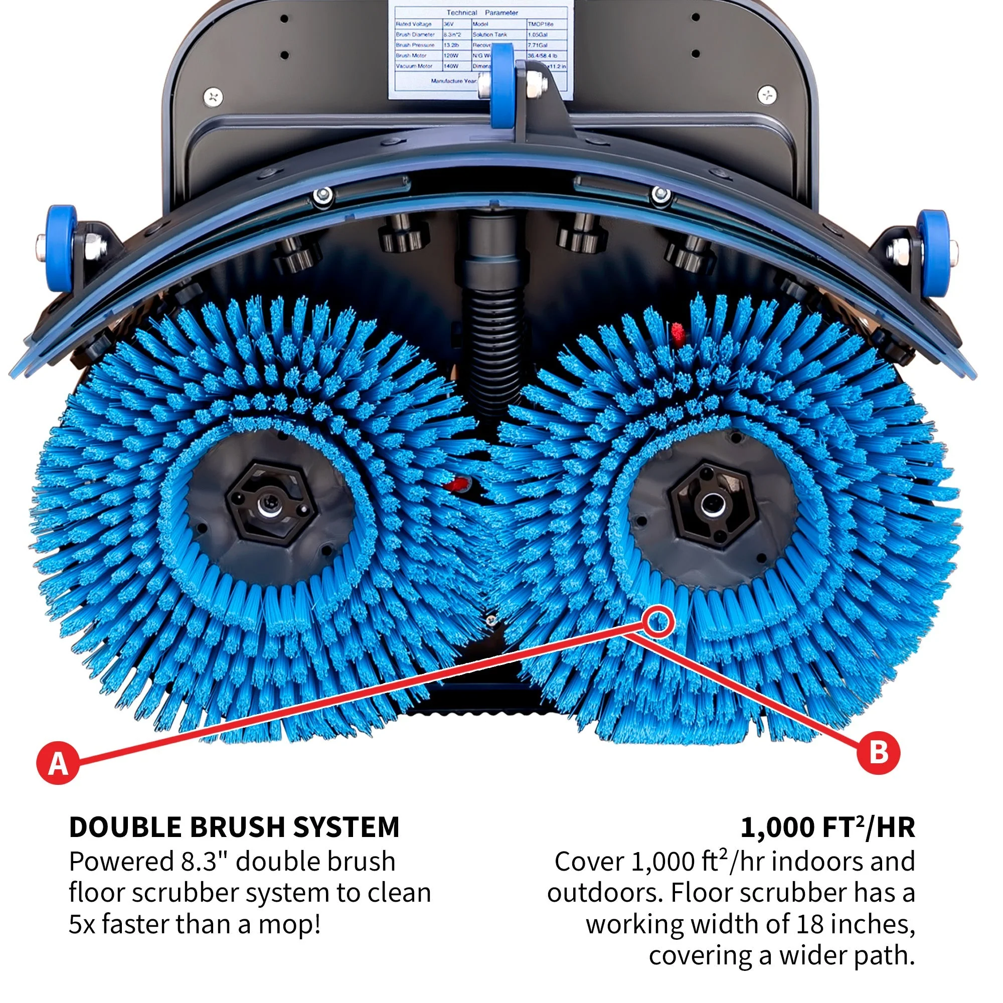 Scrubber Brush for TMOP18e Electric Floor Scrubber 2 Pack - Image 2