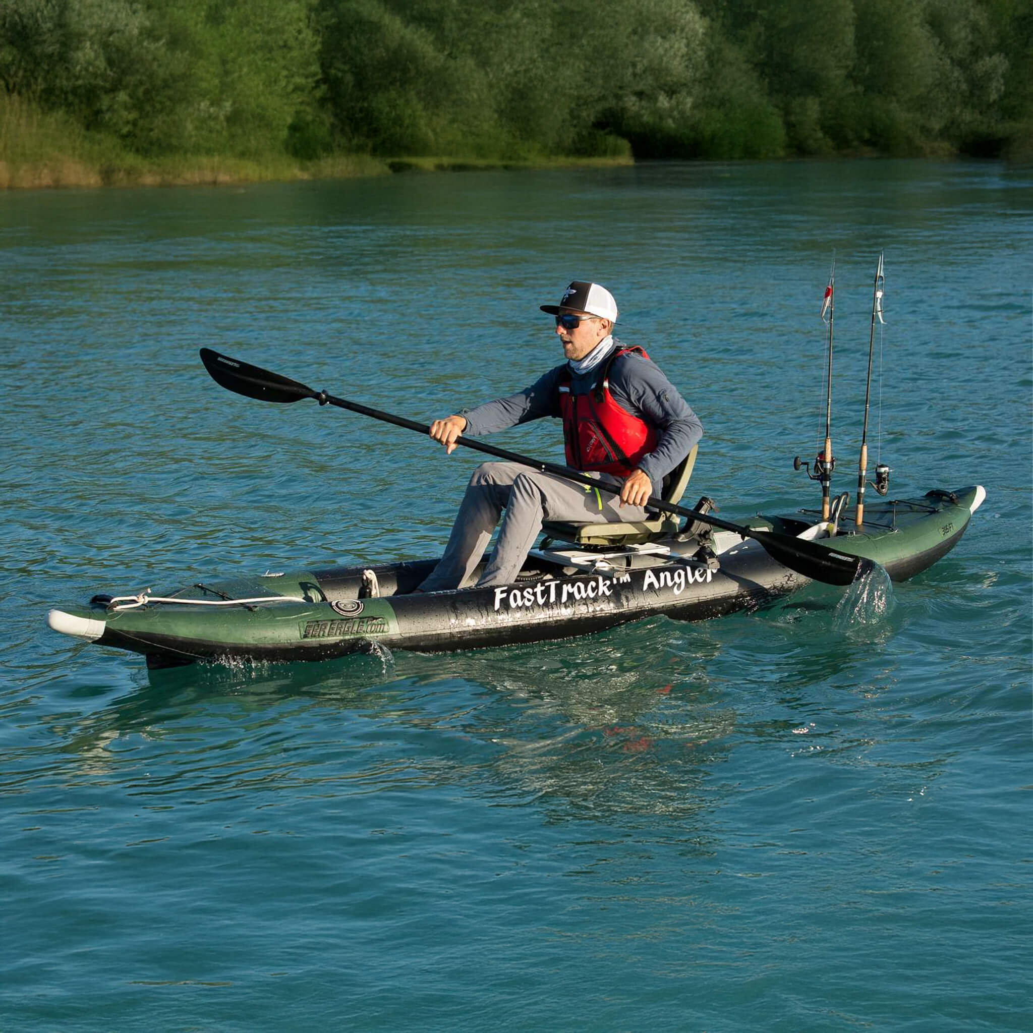 Sea Eagle 385FTA FastTrack 2- Persons Angler Inflatable Hunter Green Fishing Kayak, 12FT [385FTAK] (SAK80139) - Image 14