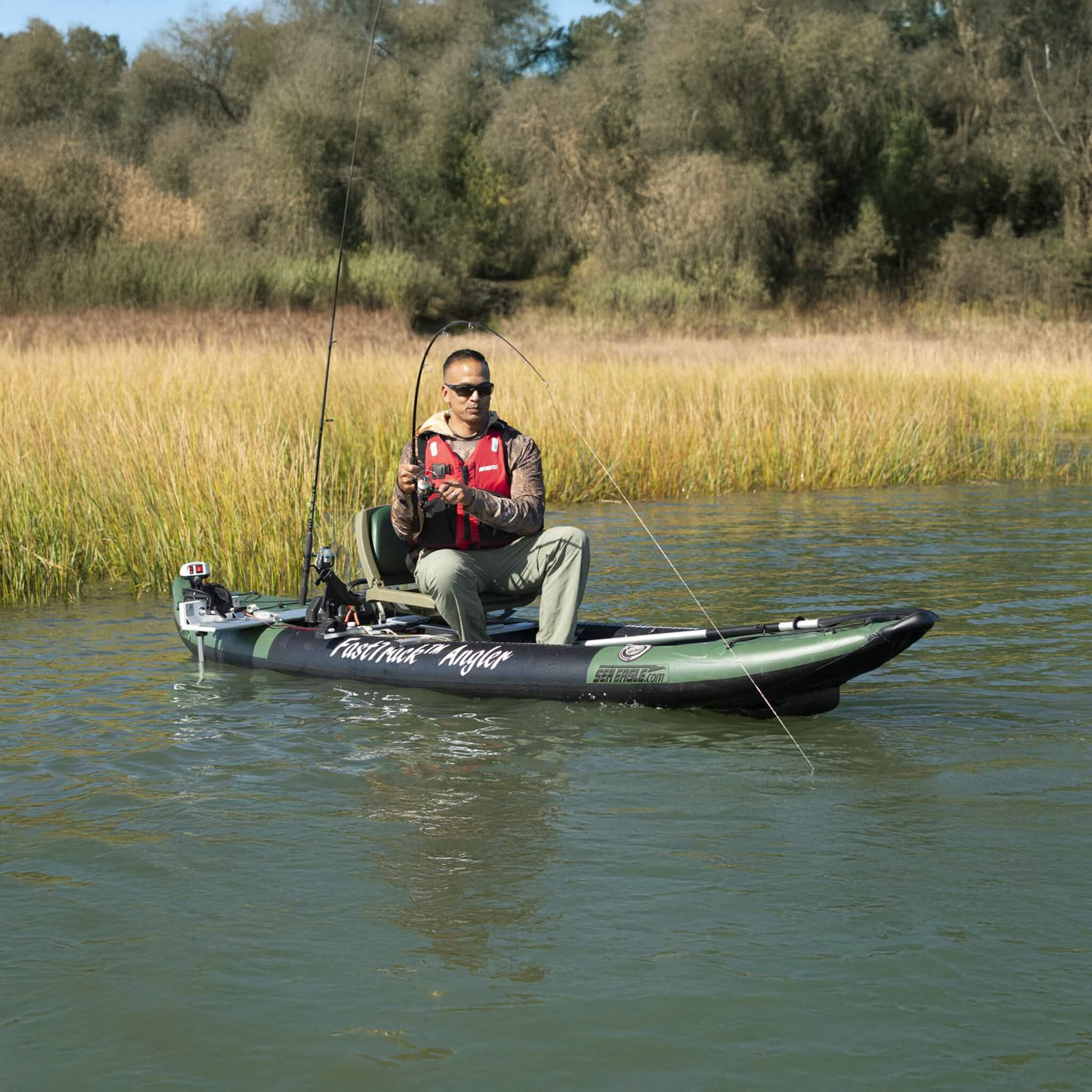 Sea Eagle 385FTA FastTrack 2- Persons Angler Inflatable Hunter Green Fishing Kayak, 12FT [385FTAK] (SAK80139) - Image 15