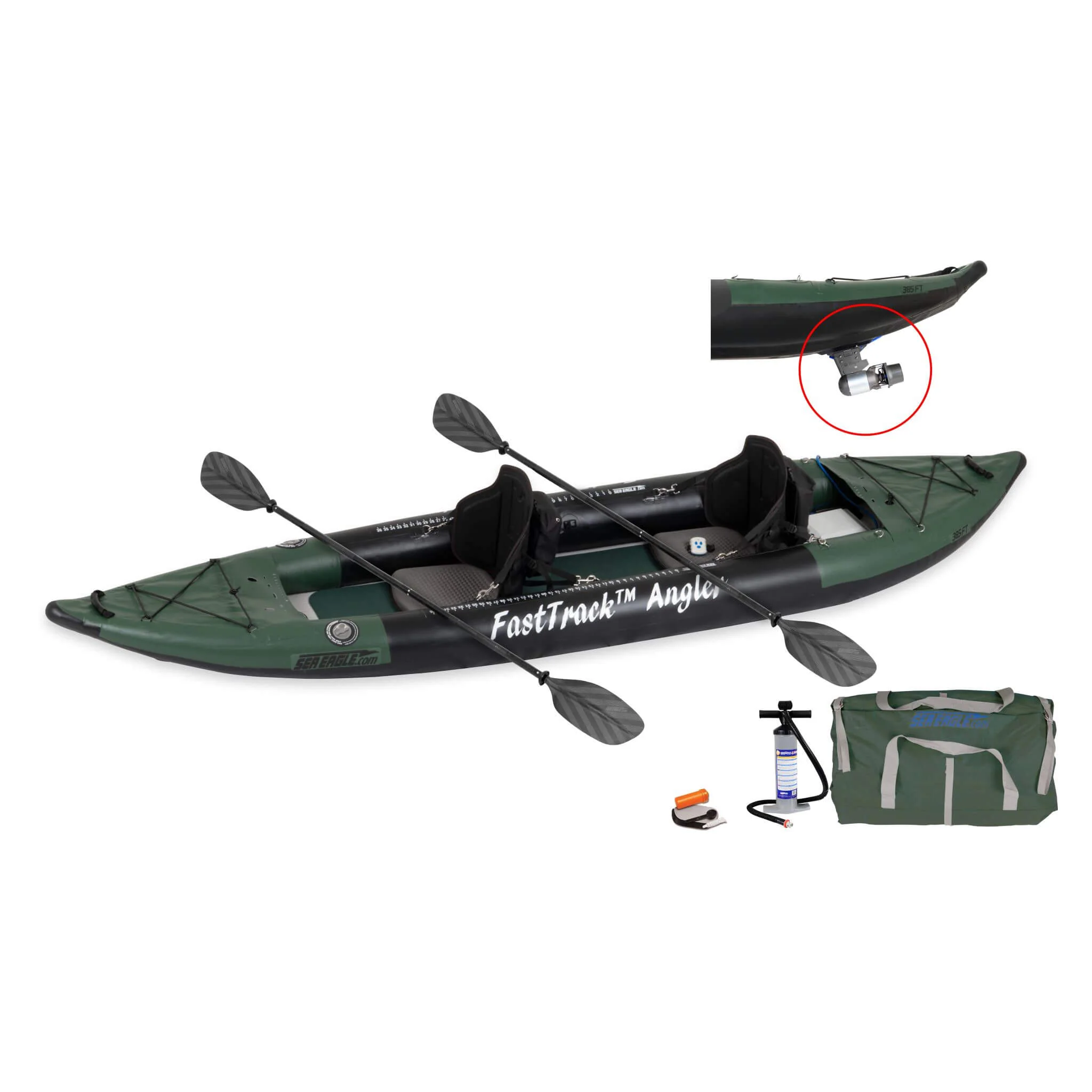 Sea Eagle 385FTA FastTrack 2- Persons Angler Inflatable Hunter Green Fishing Kayak, 12FT [385FTAK] (SAK80139) - Image 22