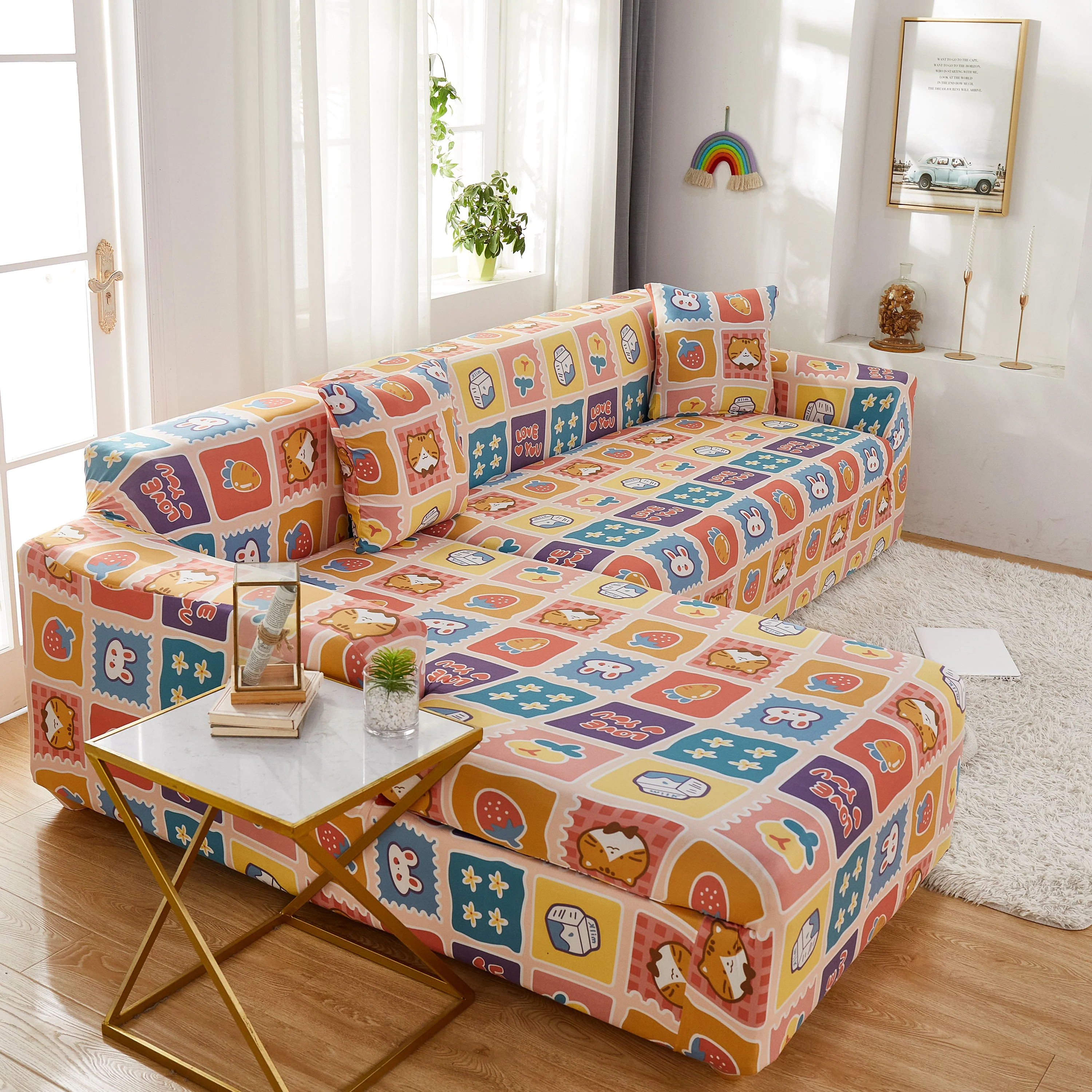 Sectional Sofa Covers, Super Stretch L Shape Couch Cover, Non Slip Slipcover with Elastic Bottom, Ideal for 1/2/3/4/5 Seater Sofas, Kids - Image 11