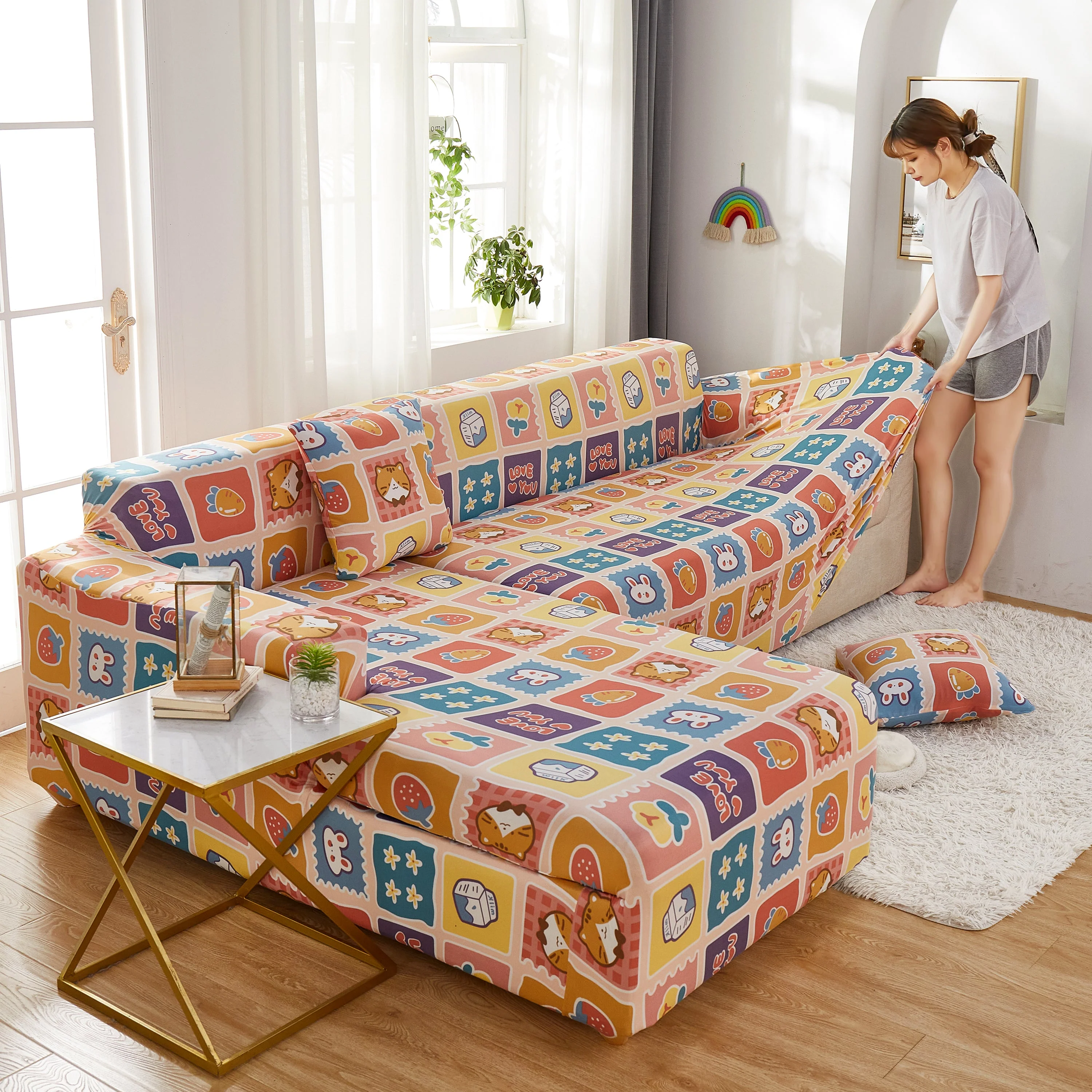 Sectional Sofa Covers, Super Stretch L Shape Couch Cover, Non Slip Slipcover with Elastic Bottom, Ideal for 1/2/3/4/5 Seater Sofas, Kids - Image 12