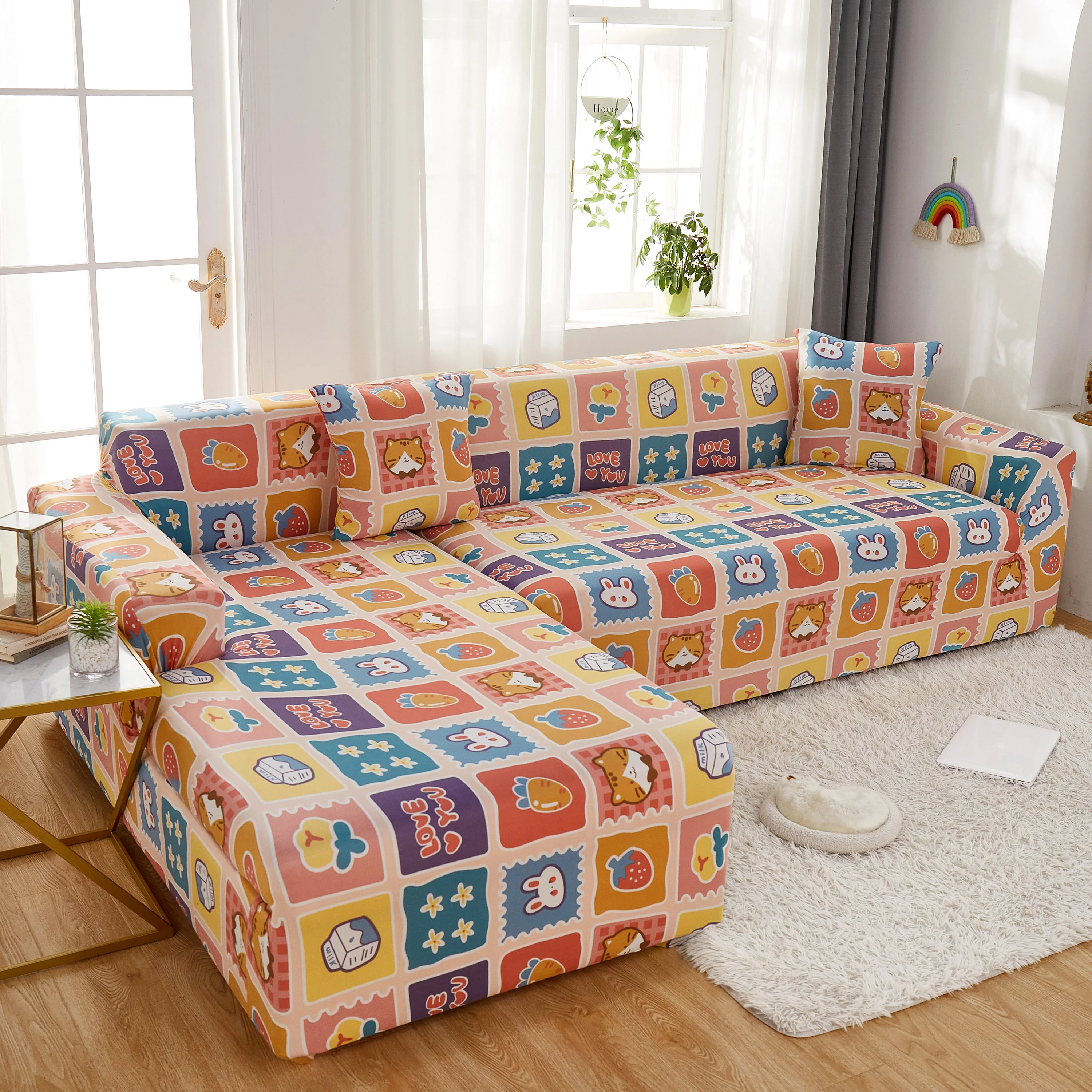 Sectional Sofa Covers, Super Stretch L Shape Couch Cover, Non Slip Slipcover with Elastic Bottom, Ideal for 1/2/3/4/5 Seater Sofas, Kids - Image 2