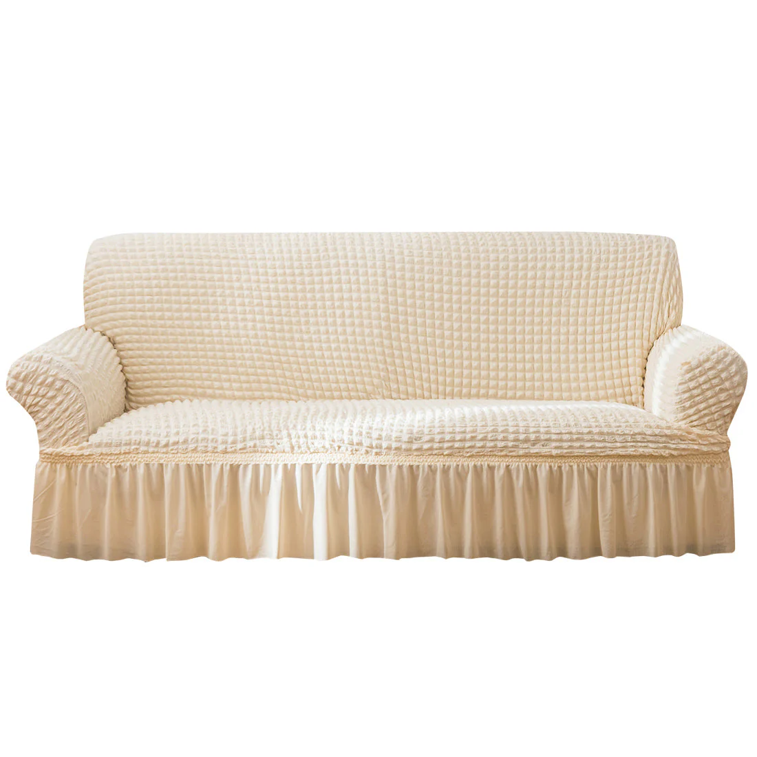 Seersucker Sofa Slipcover with Skirt Stretch Couch Slipcover Easy Fit Universal Furniture Protector - Image 5