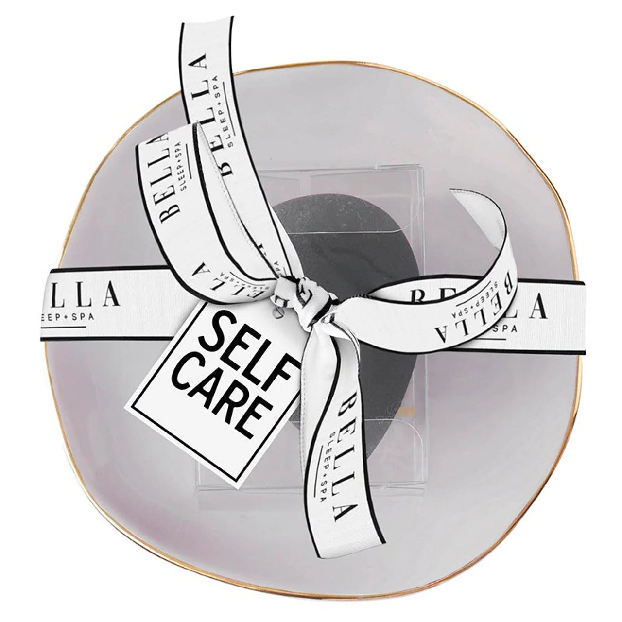 Self Care Ceramic Tray in Gray with Makeup Sponge | Cosmetic Giftable Beauty Tools Set