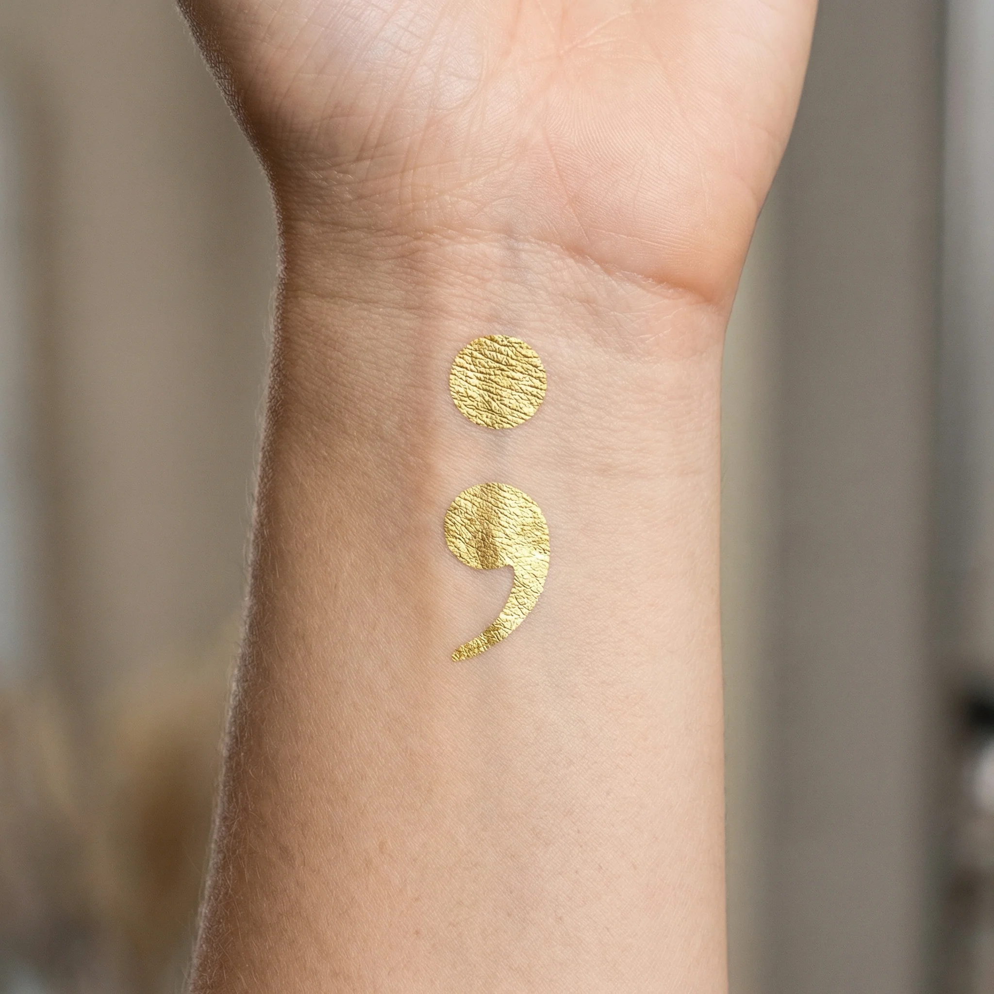 Semicolon Metallic Temporary Tattoo Set of 2 - Image 3