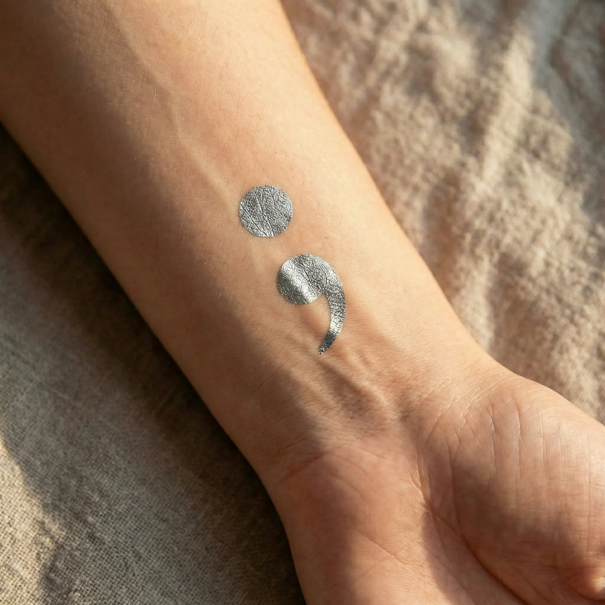 Semicolon Metallic Temporary Tattoo Set of 2 - Image 4