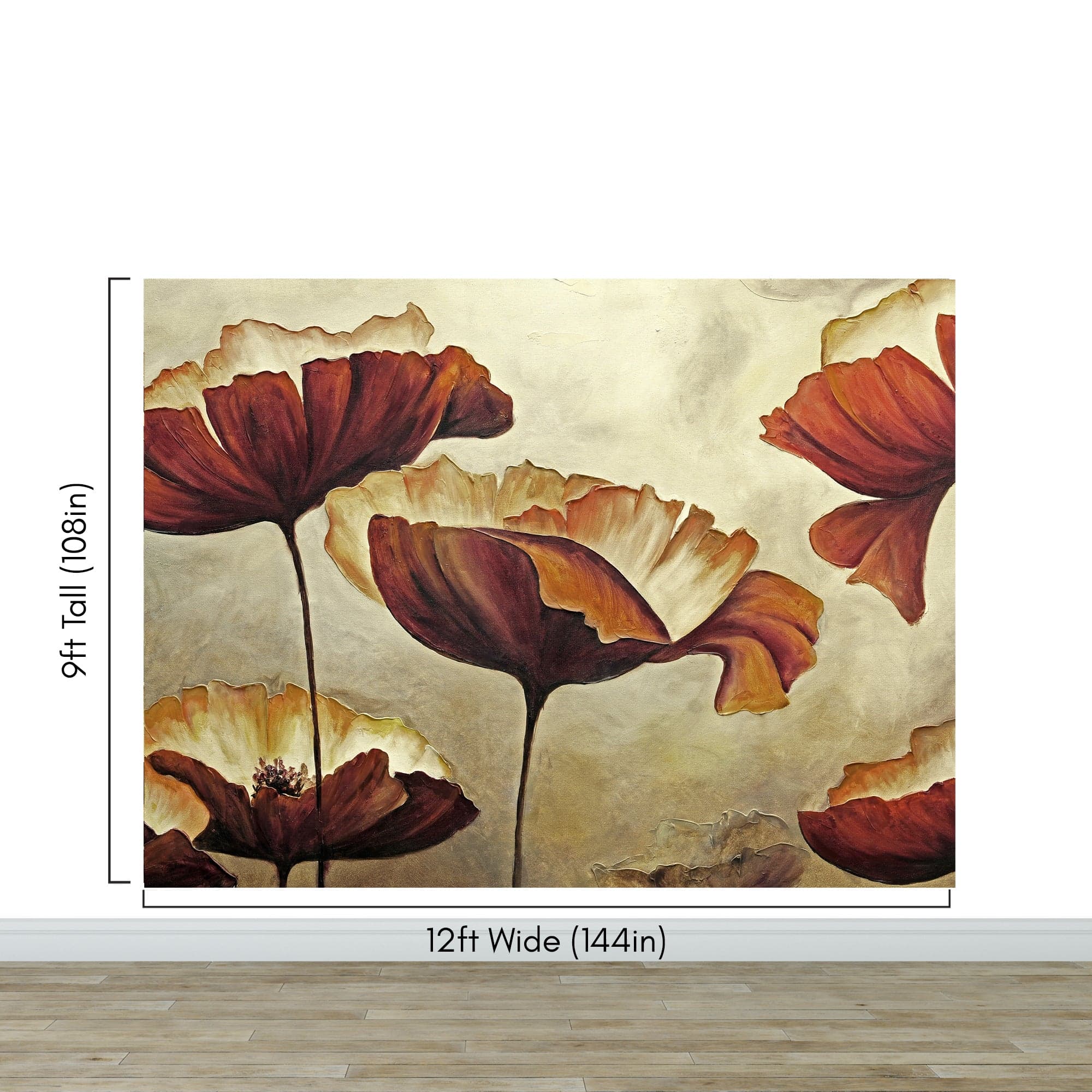 Sepia Poppies Flower Wall Mural. Vintage Botanical Wallpaper. #6155 - Image 11