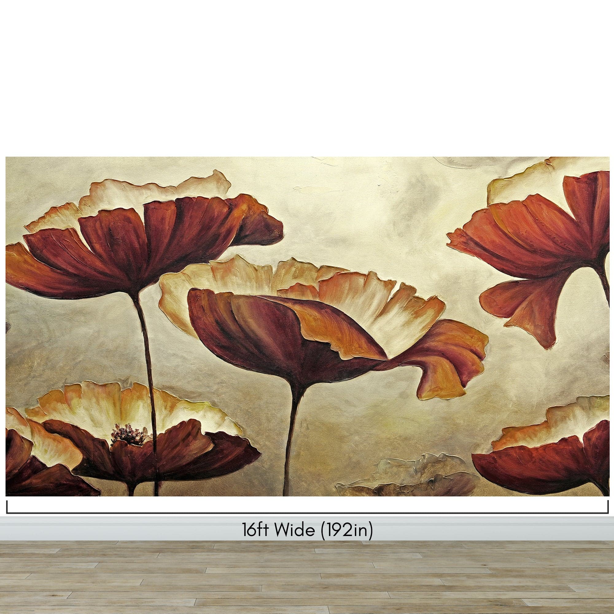 Sepia Poppies Flower Wall Mural. Vintage Botanical Wallpaper. #6155 - Image 12