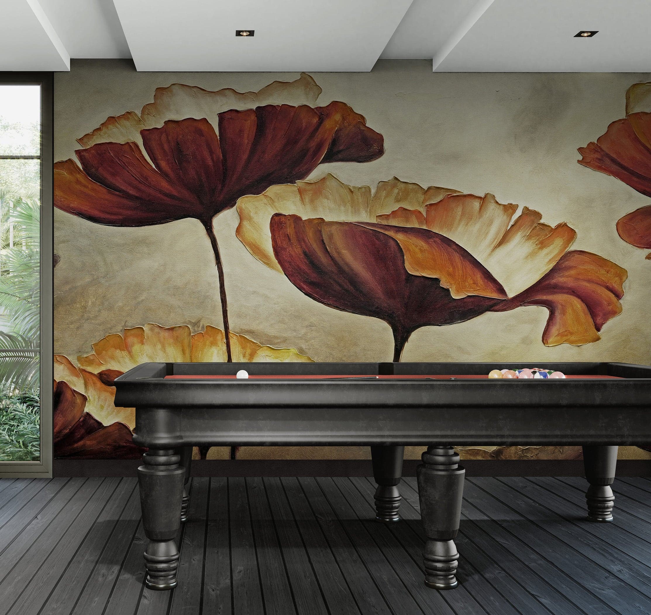 Sepia Poppies Flower Wall Mural. Vintage Botanical Wallpaper. #6155 - Image 4