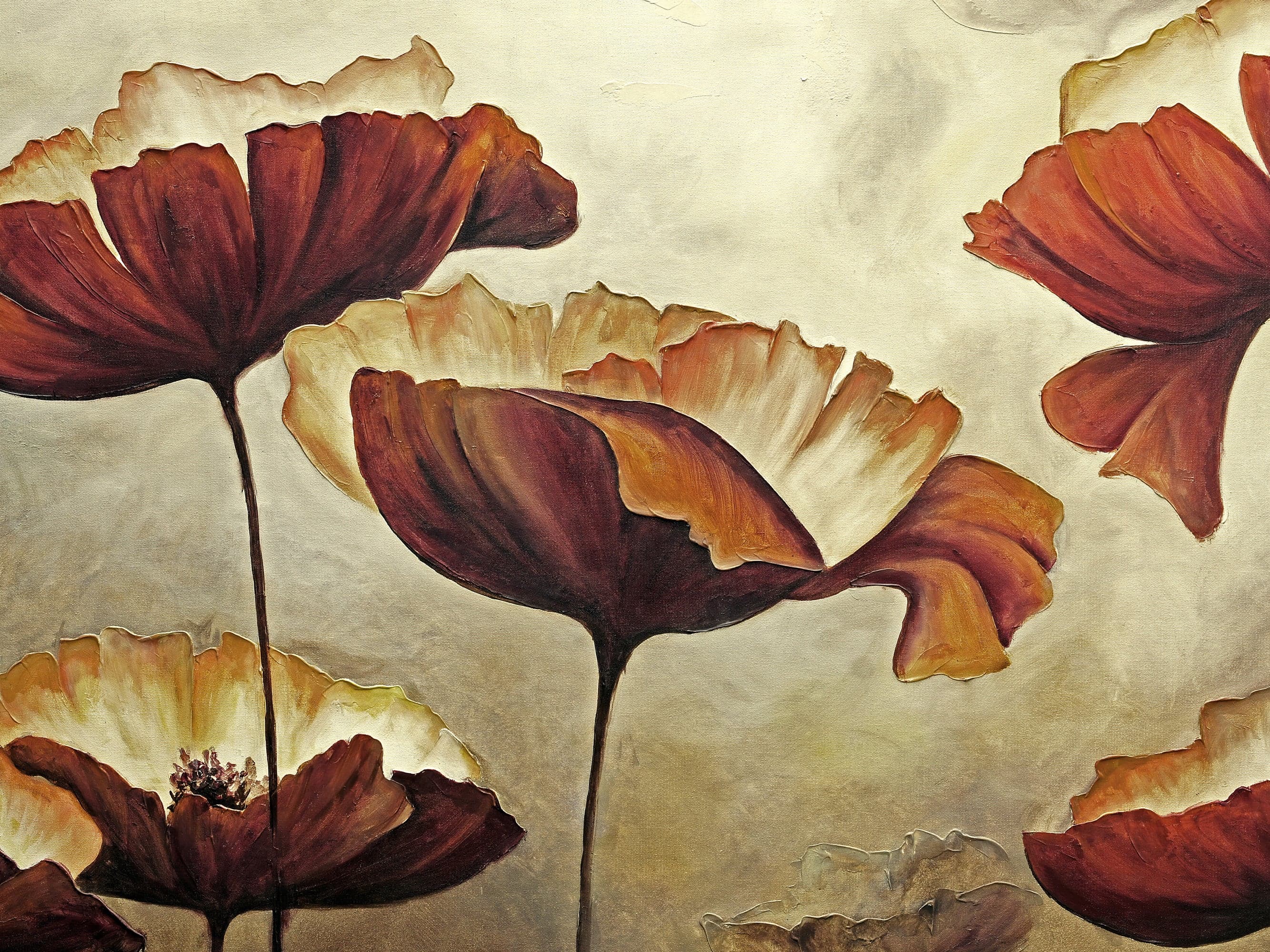 Sepia Poppies Flower Wall Mural. Vintage Botanical Wallpaper. #6155 - Image 9