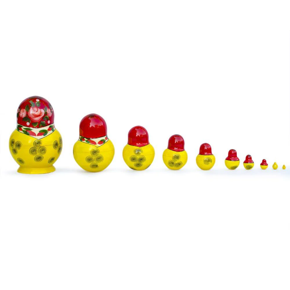 Set of 10 Bouquet of Flowers Nesting Dolls 6 Inches - Image 2