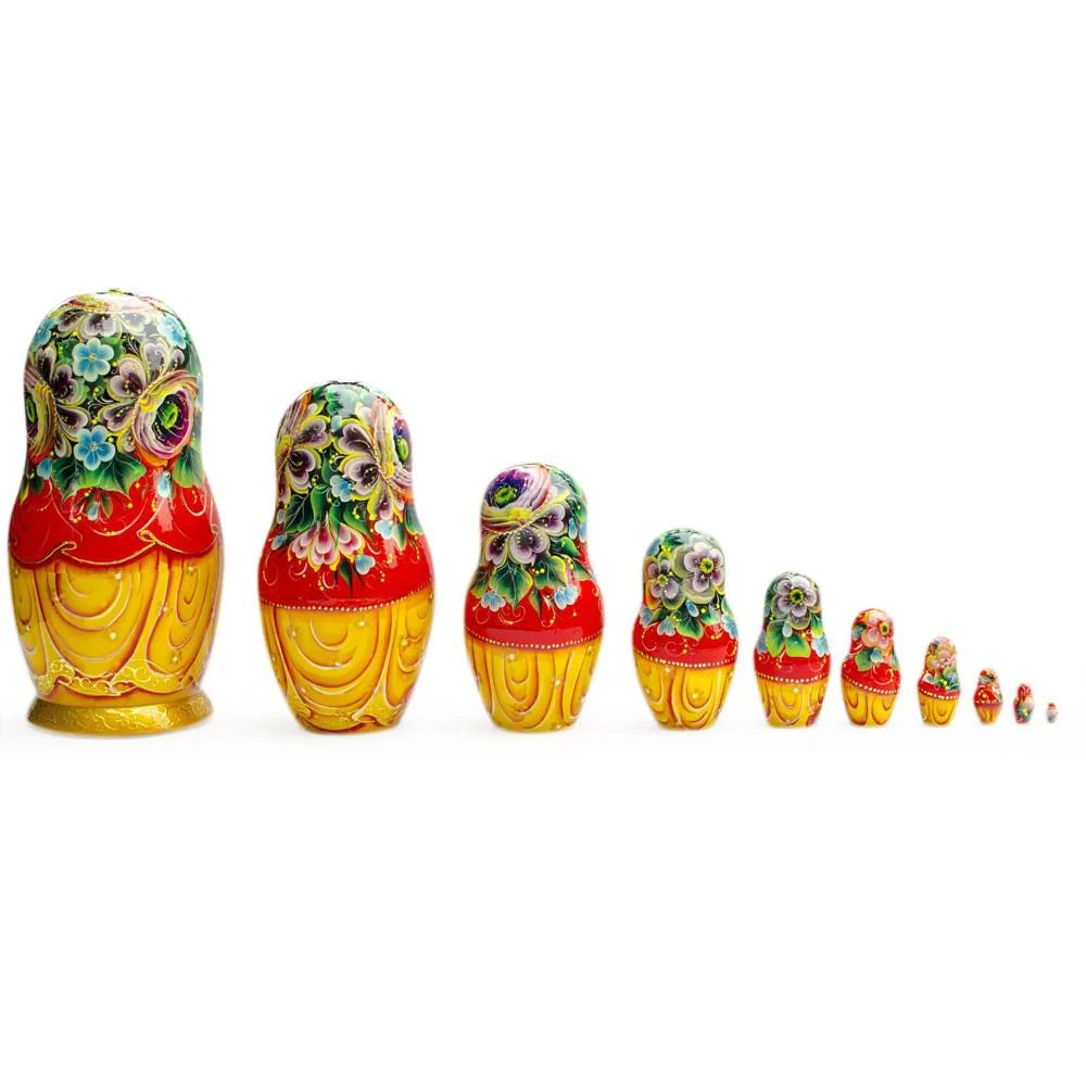 Set of 10 Cinderella Wooden Nesting Dolls 10 Inches - Image 2