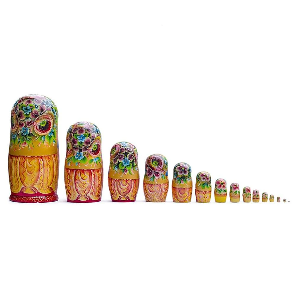 Set of 15 Cartoon Wooden Nesting Dolls 13 Inches - Image 2