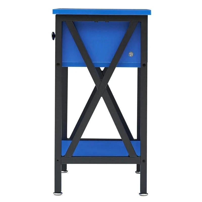Set of 2 - 1 Drawer Nightstand in Dark Blue and Black - Image 4