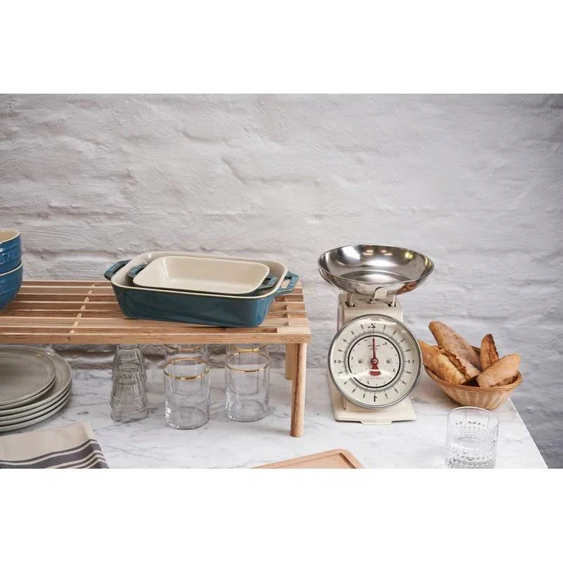 Set of 2 - Ceramic Stoneware Baking Dish Set in Blue Green Turquoise Ivory - Image 5