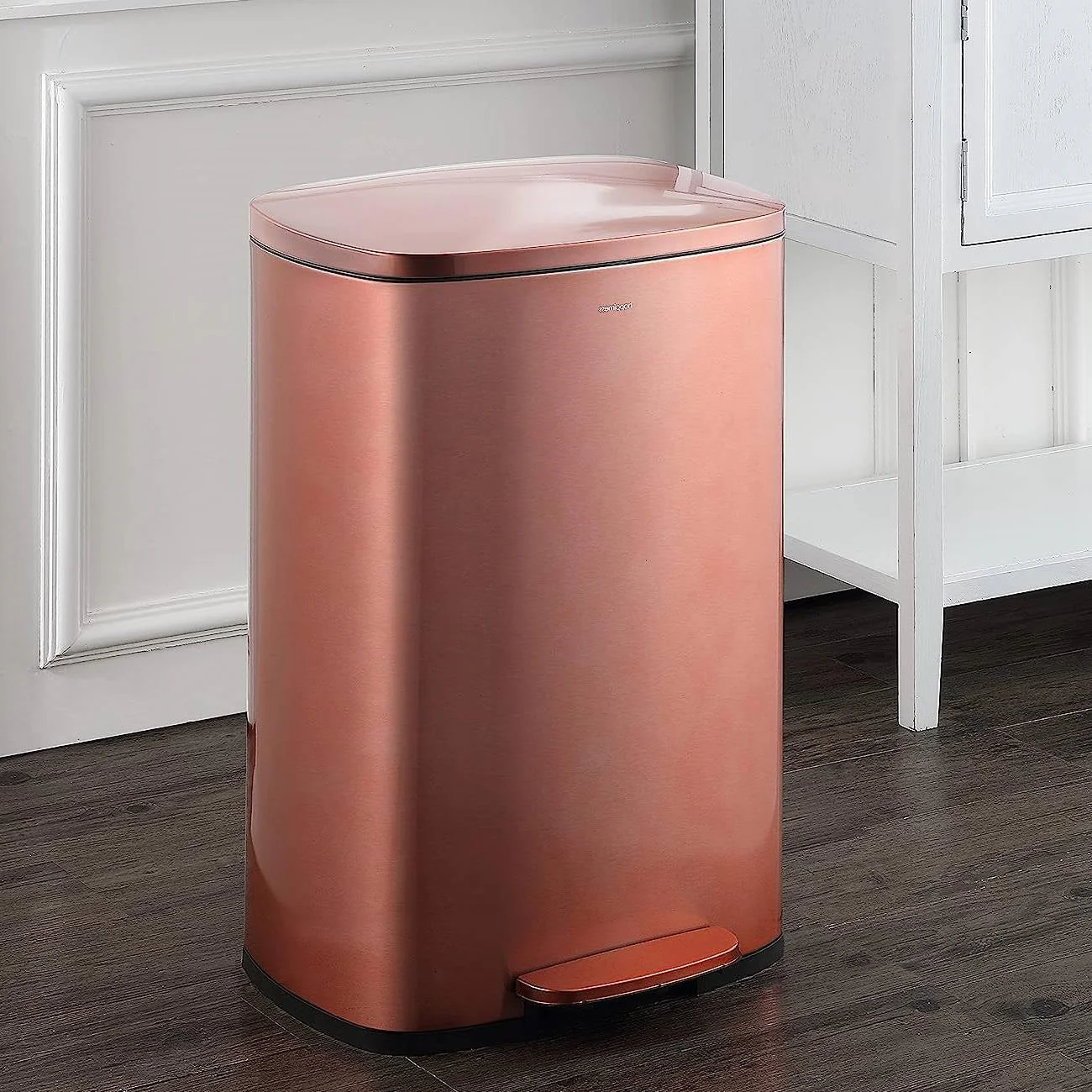Set of 2 - Copper Gold Step-on Trash Can - 13-Gallon and 1.3-Gallon - Image 2