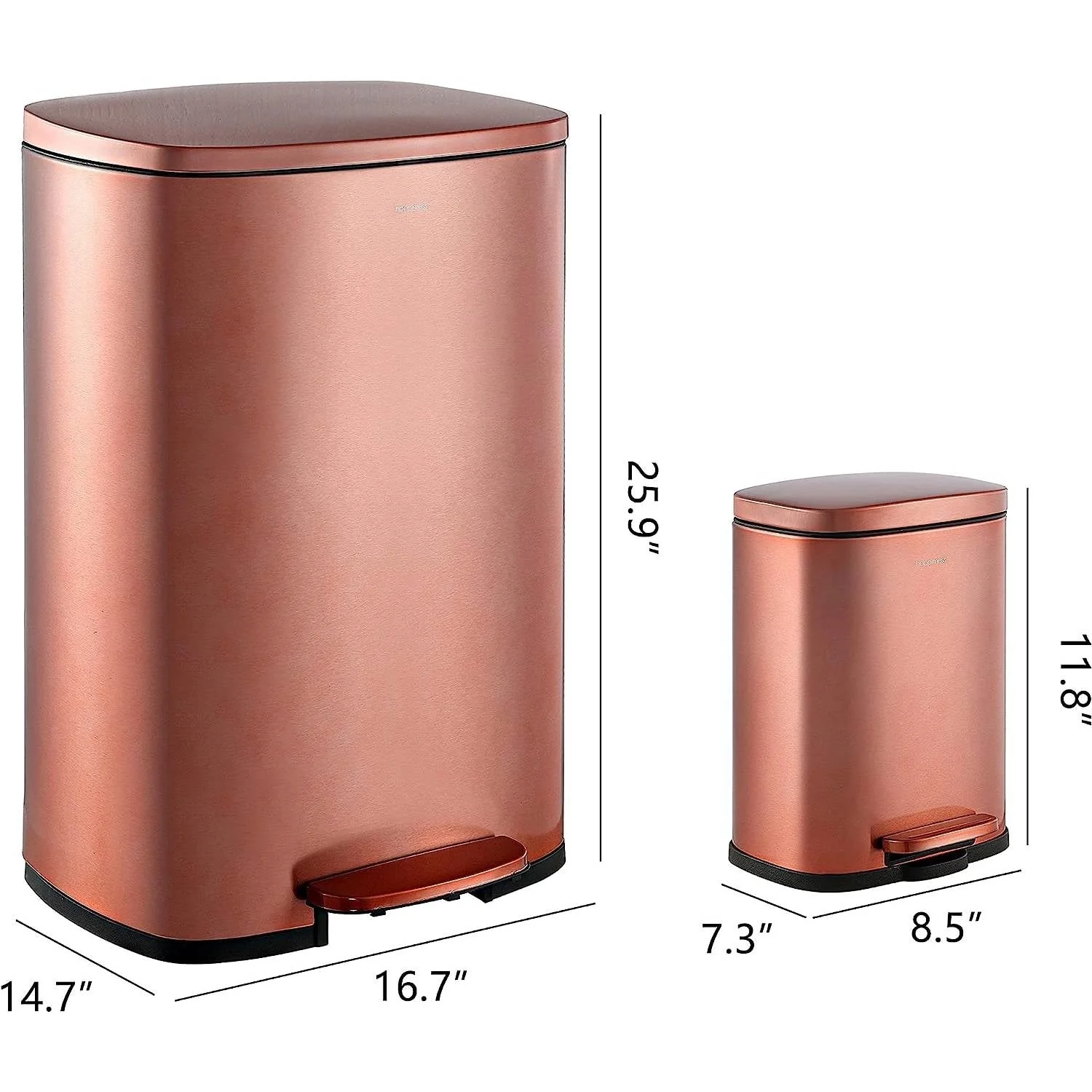 Set of 2 - Copper Gold Step-on Trash Can - 13-Gallon and 1.3-Gallon - Image 5