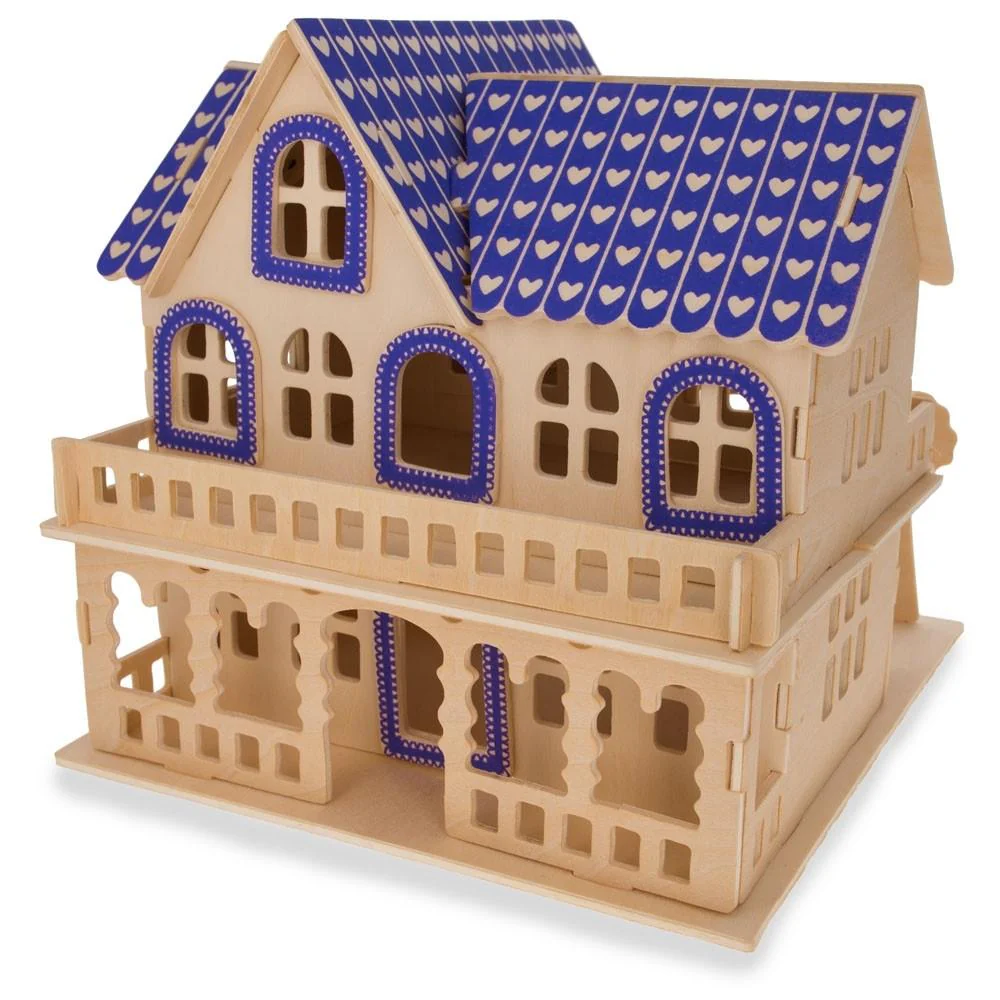 Set of 2 Eiffel Tower and House Model Kit Wooden 3D Puzzles - Image 3