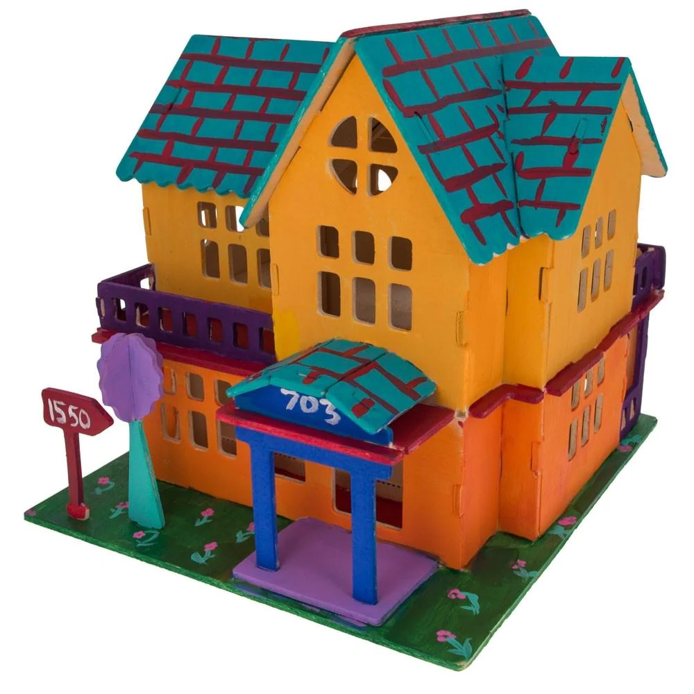 Set of 2 Eiffel Tower and House Model Kit Wooden 3D Puzzles - Image 4