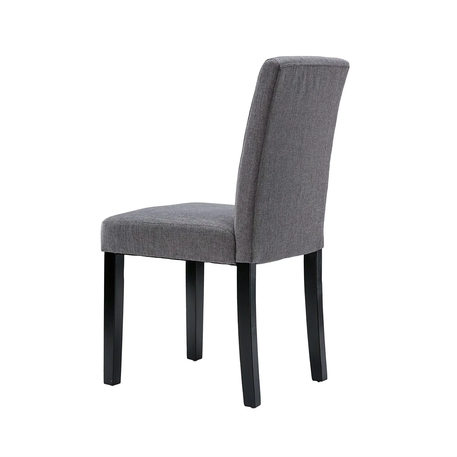 Set of 2 - Grey Fabric Dining Chairs with Black Wood Legs - Image 2