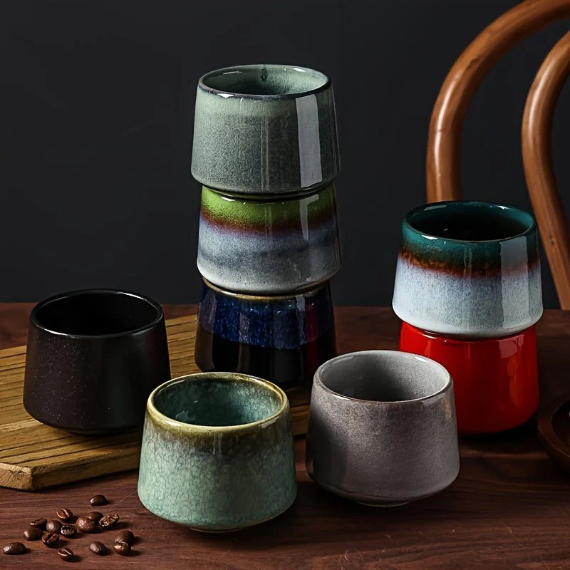 Set of 2 Japanese Kiln Ceramic Mugs | Gradient Aesthetic Drinkware - Image 2