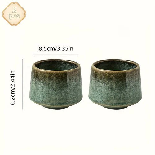 Set of 2 Japanese Kiln Ceramic Mugs | Gradient Aesthetic Drinkware - Image 4