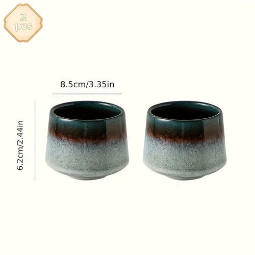 Set of 2 Japanese Kiln Ceramic Mugs | Gradient Aesthetic Drinkware - Image 5