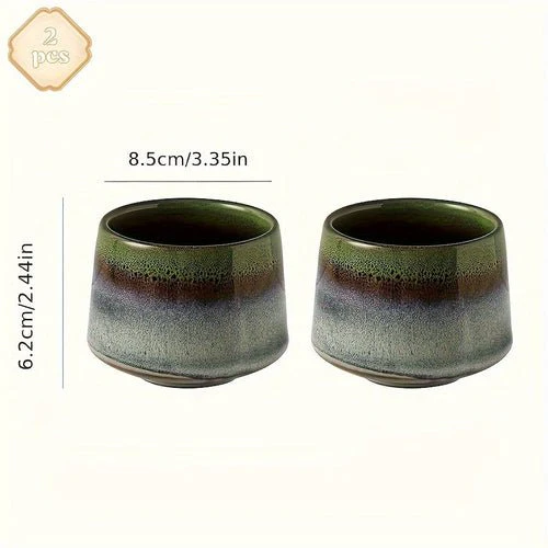 Set of 2 Japanese Kiln Ceramic Mugs | Gradient Aesthetic Drinkware - Image 6