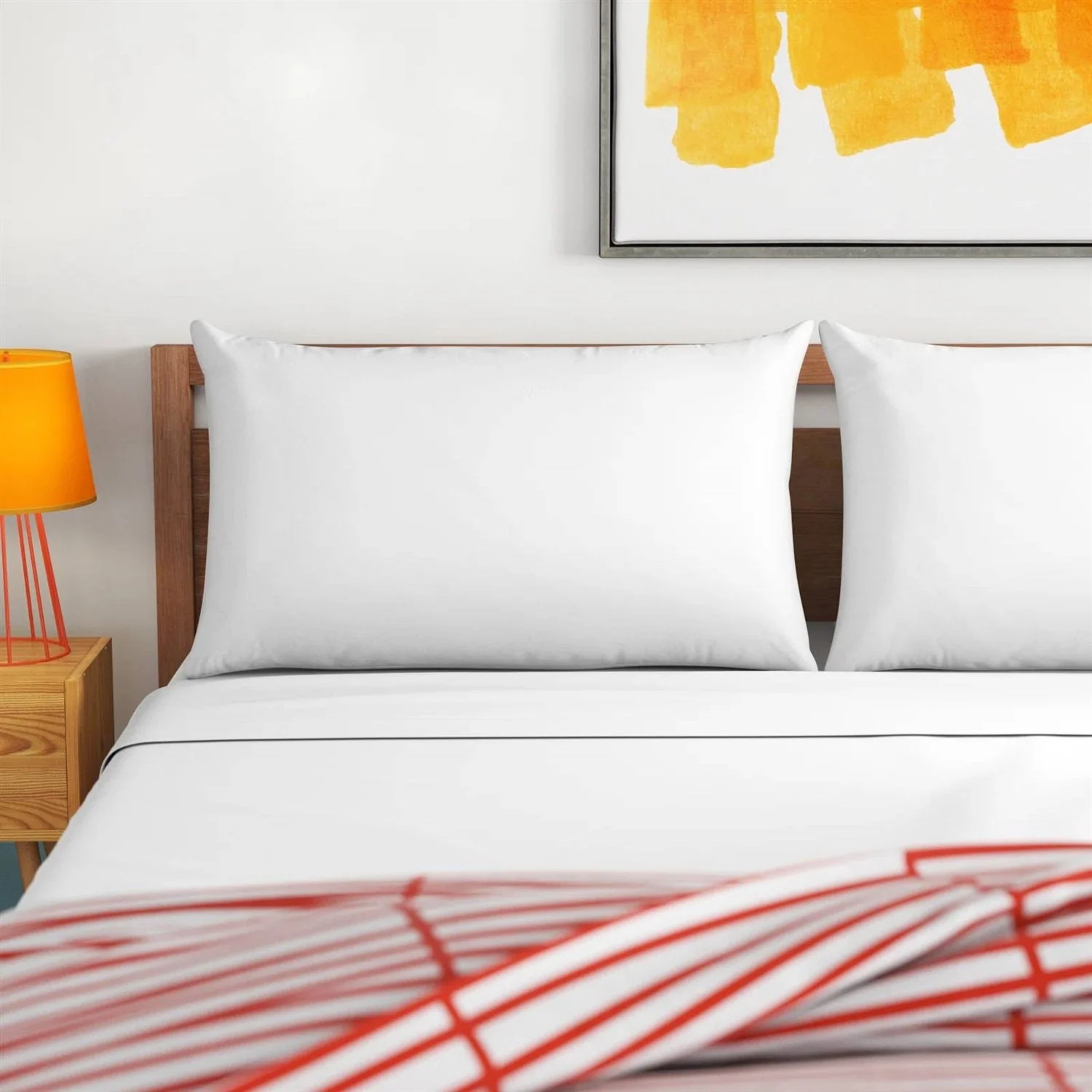Set of 2 -King size Bed Pillow with Plush Polyester Fill and 2 Pillowcases - Image 2