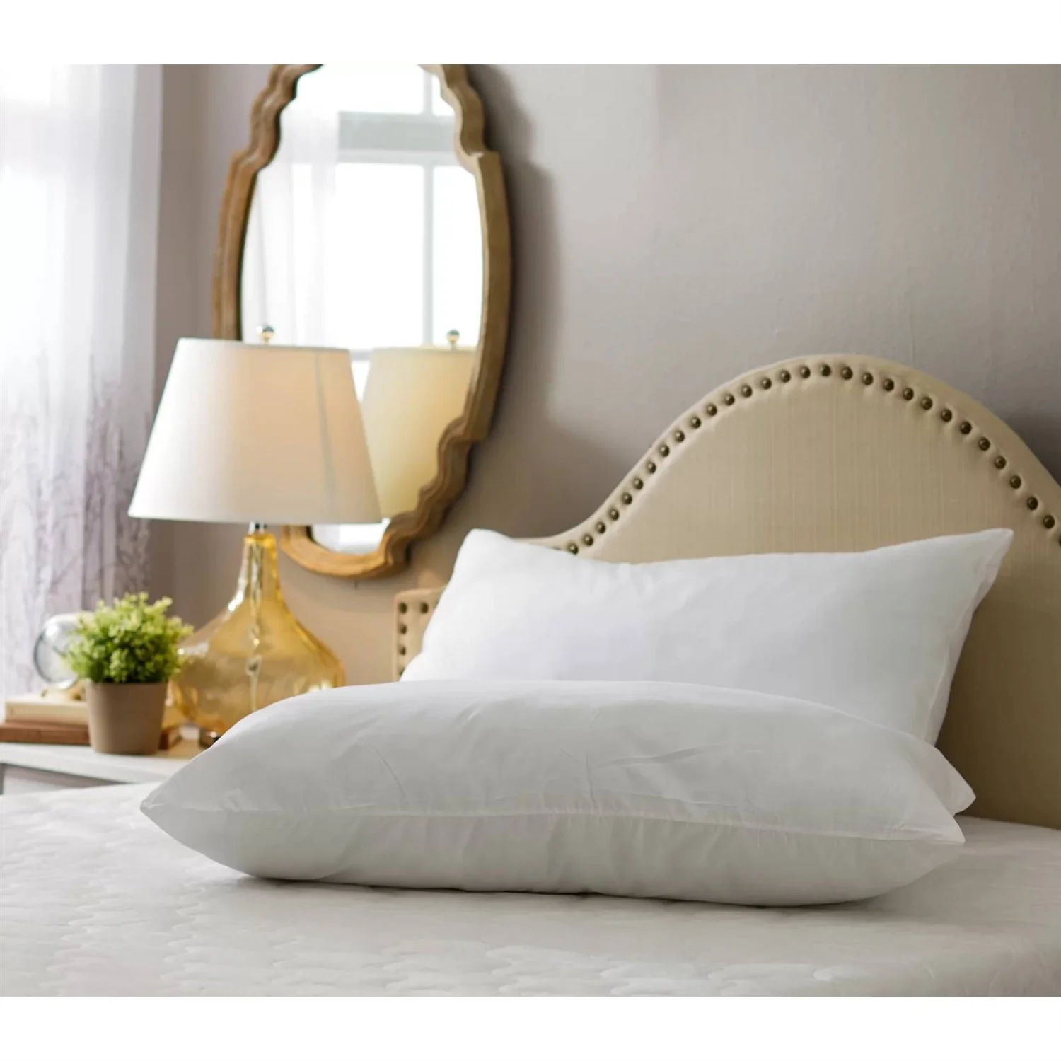 Set of 2 -King size Bed Pillow with Plush Polyester Fill and 2 Pillowcases - Image 3