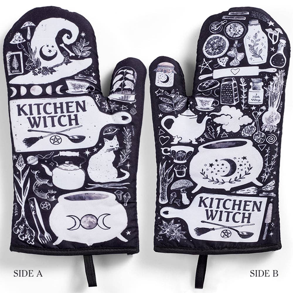 Set of 2 Kitchen Witch Oven Mitt | Pot Holders Hanging Oven Gloves Set - Image 6
