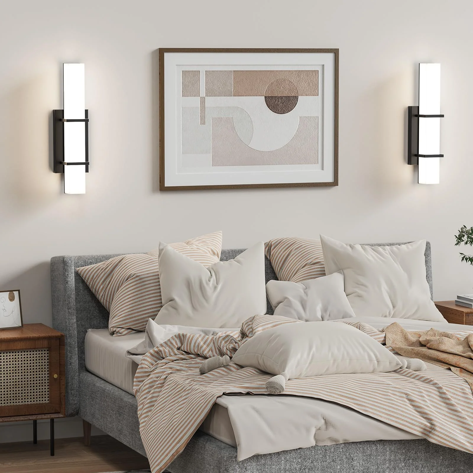 Set of 2 Modern 17.6 Inch Wall Sconces, 3 Color Temperatures for Indoor & Outdoors - Image 3