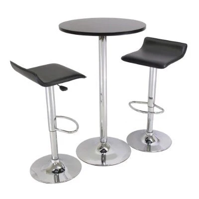 Set of 2 Modern Air-Lift Adjustable Bar Stools with Black Seat - Image 2
